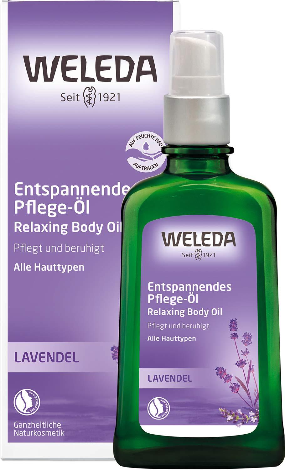 Weleda Lavendel Entspannendes Pflege-Öl | 100 ml | Pflegt und beruhigt die Haut | Ideal für Massage | Mit ätherischem Lavendelöl | Für alle Hauttypen | Vegan