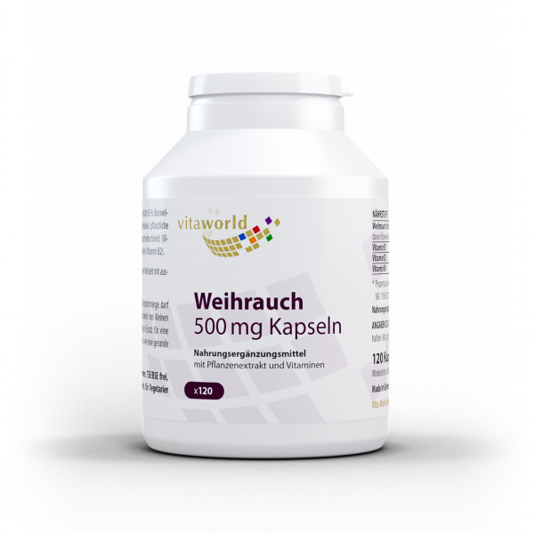 Vitaworld Weihrauch 500 mg | 120 Kapseln | Boswellia Extrakt