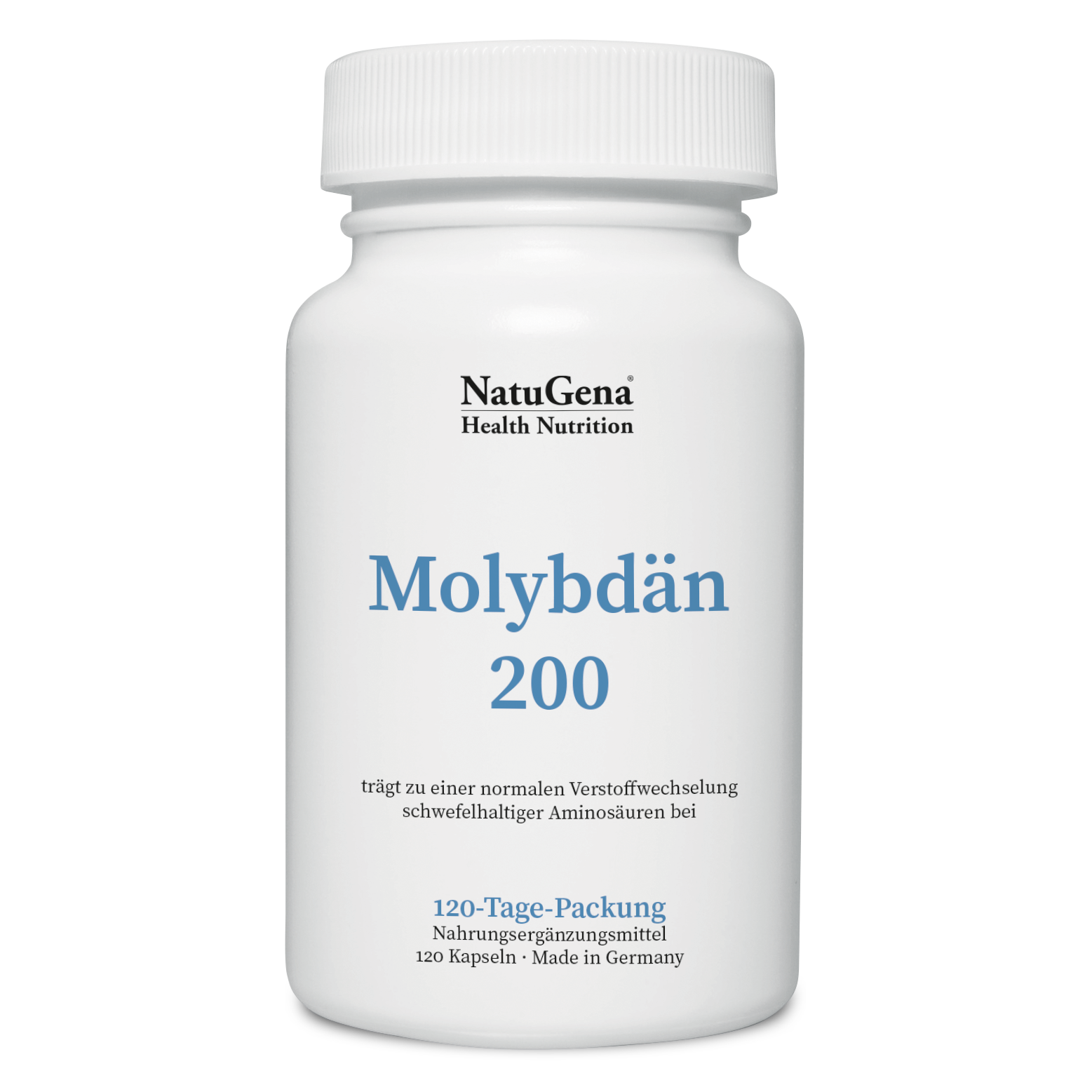 NatuGena Molybdän 200 | 120 Kapseln | 200µg Molybdän pro Tagesdosis | 120-Tage-Packung