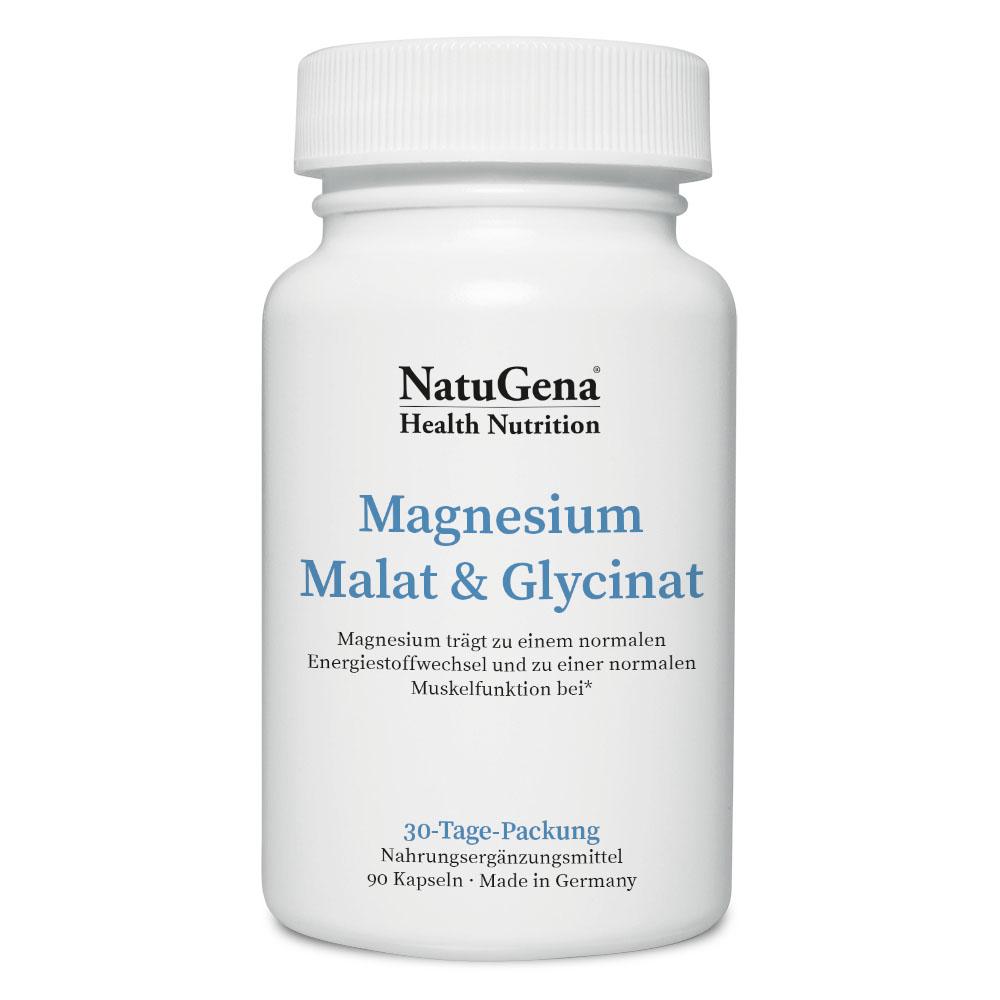 NatuGena Magnesium Malat & Glycinat | 90 Kapseln | Magnesium-Komplex