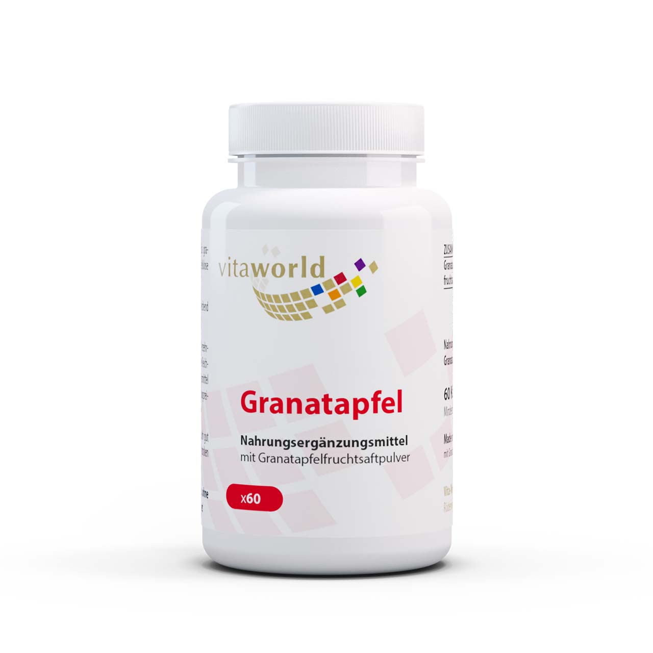 Vitaworld Granatapfel 500 mg | 60 Kapseln | 100 % Granatapfelfruchtsaft | vegan | gluten- und laktosefrei
