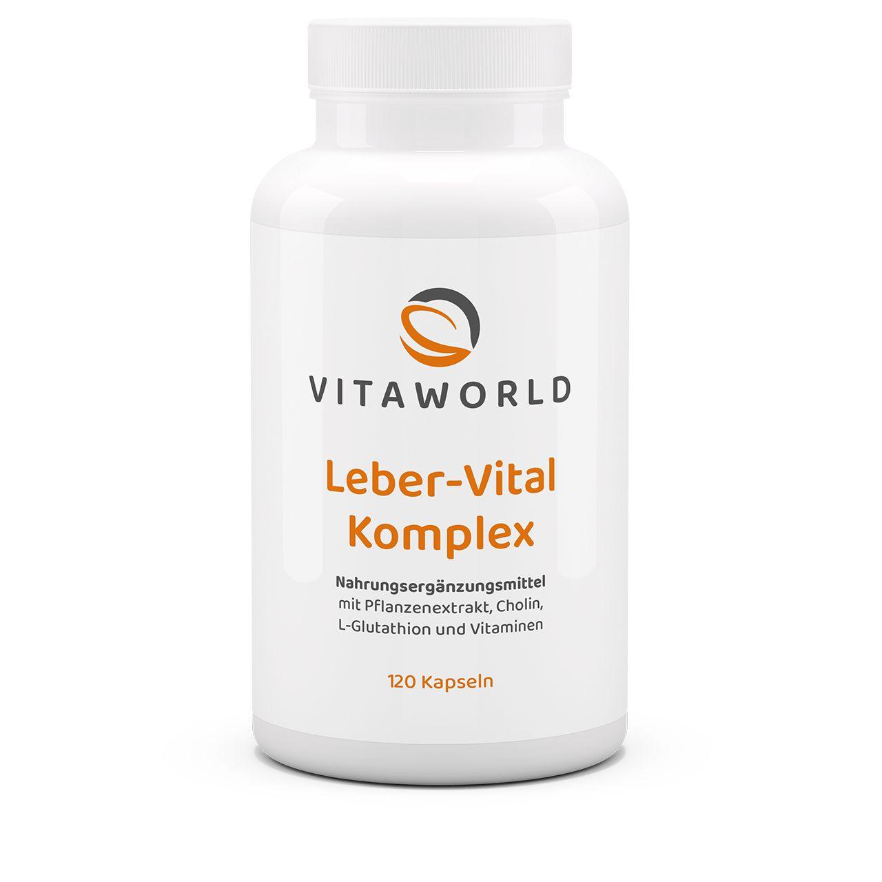 Vitaworld Leber-Vital Komplex | 120 Kapseln | Mariendistel, Artischocke, Kurkuma | Mit Cholin für normale Leberfunktion | Enthält Silymarin | Vegan