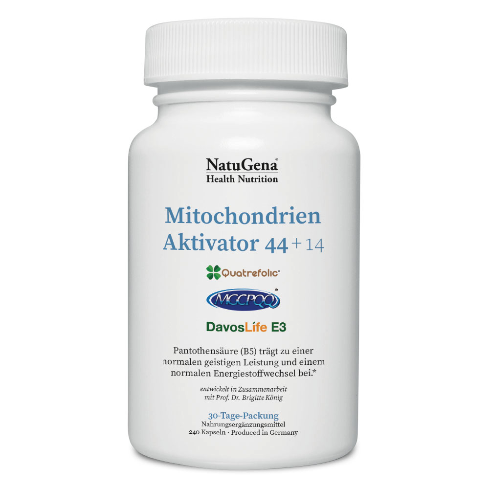 NatuGena Mitochondrien Aktivator 44+14 | 240 Kapseln | für Energiestoffwechsel und Zellschutz