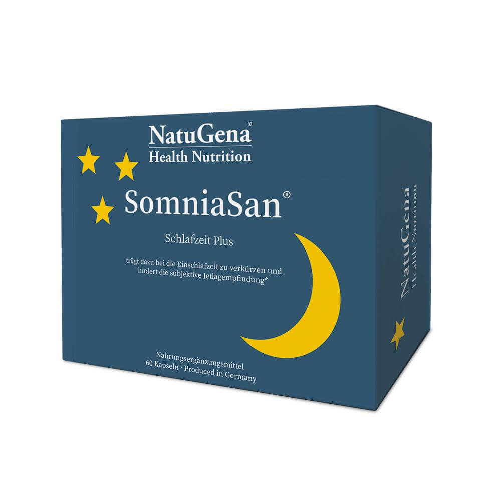 NatuGena SomniaSan® Schlafzeit Plus | 60 Kapseln | Natürliche Einschlafhilfe mit Melatonin
