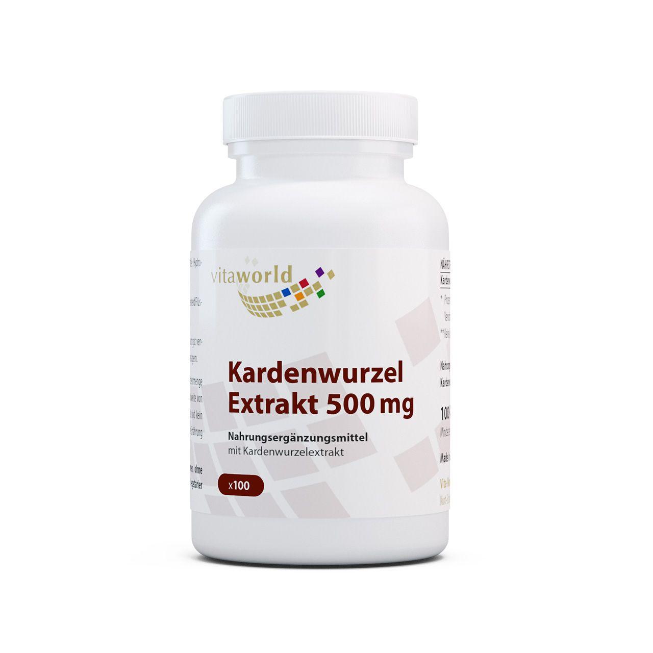 Vitaworld Kardenwurzel Extrakt 500 mg | 100 Kapseln | 10:1 Extrakt | Traditionell verwendet seit dem Mittelalter | Vegan