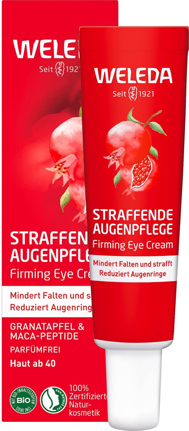 Weleda Straffende Augenpflege Granatapfel & Maca-Peptide | 12 ml | Mindert Falten | Reduziert Augenringe | Strafft die Augenpartie | Vegan