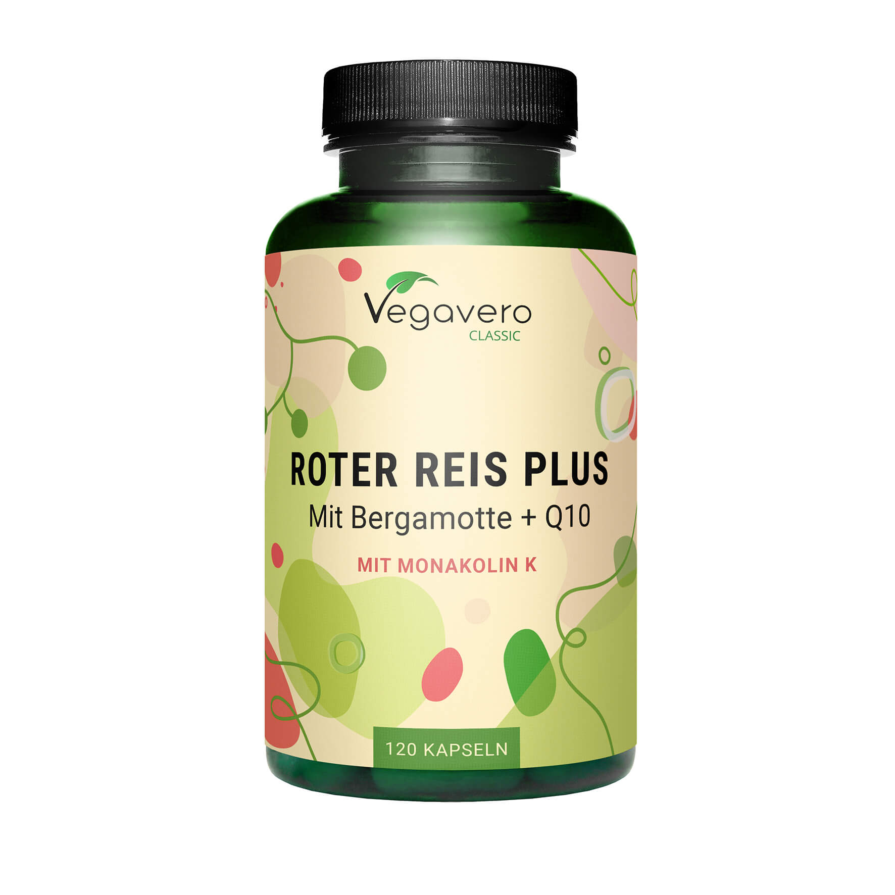 Vegavero Roter Reis Plus | 120 Kapseln | Mit Coenzym Q10 | Artischocke- und Bergamotte-Extrakt | Unterstützt den Cholesterinspiegel | Vegan