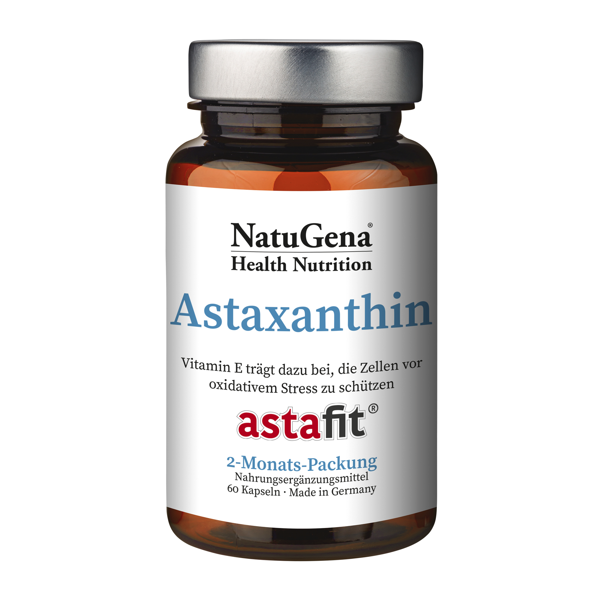 NatuGena Astaxanthin | 60 Kapseln | Hochkonzentriertes Antioxidans mit AstaFit®-Technologie