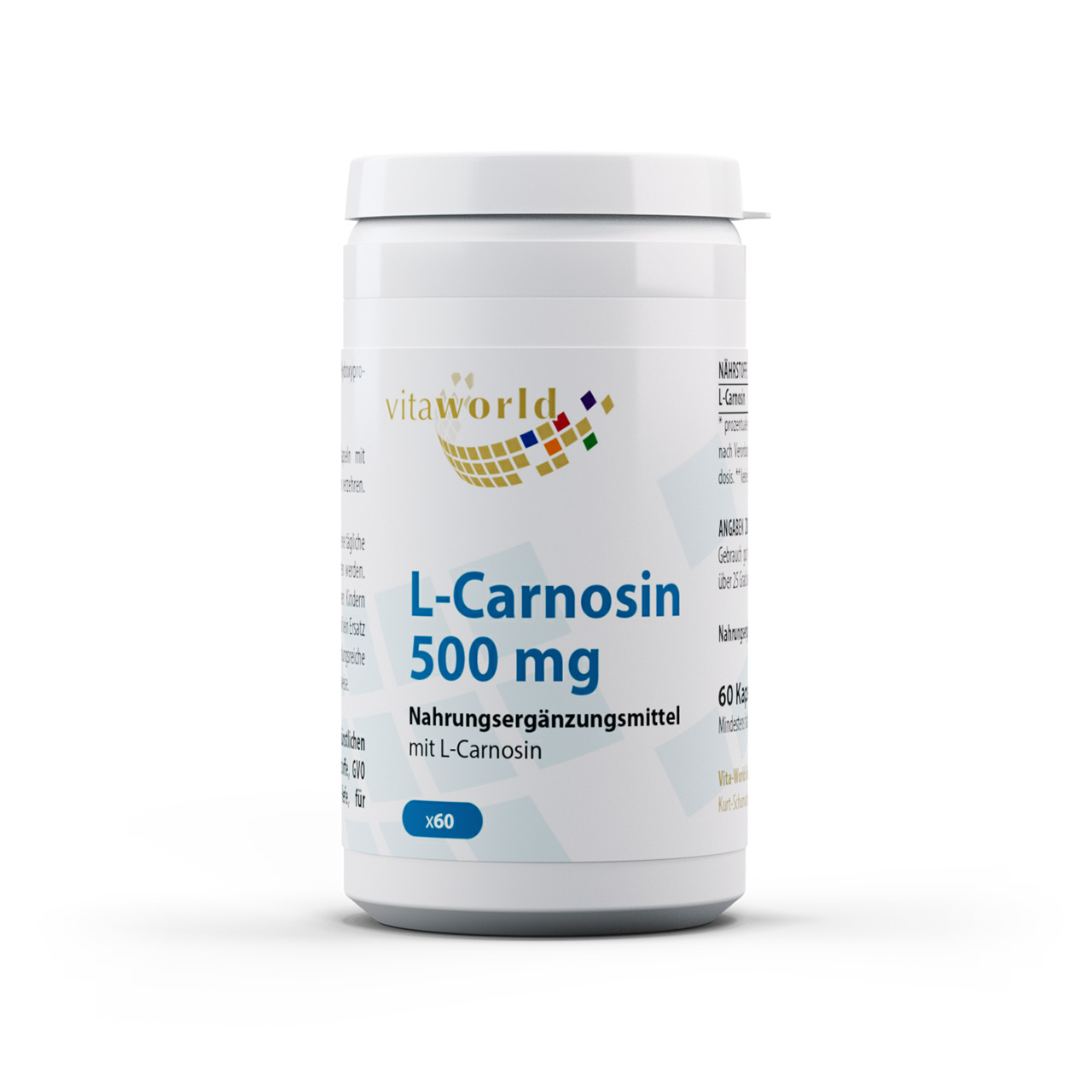 Vitaworld L-Carnosin 500 mg | 60 Kapseln | Apotheken Herstellung | vegan | gluten- und laktosefrei