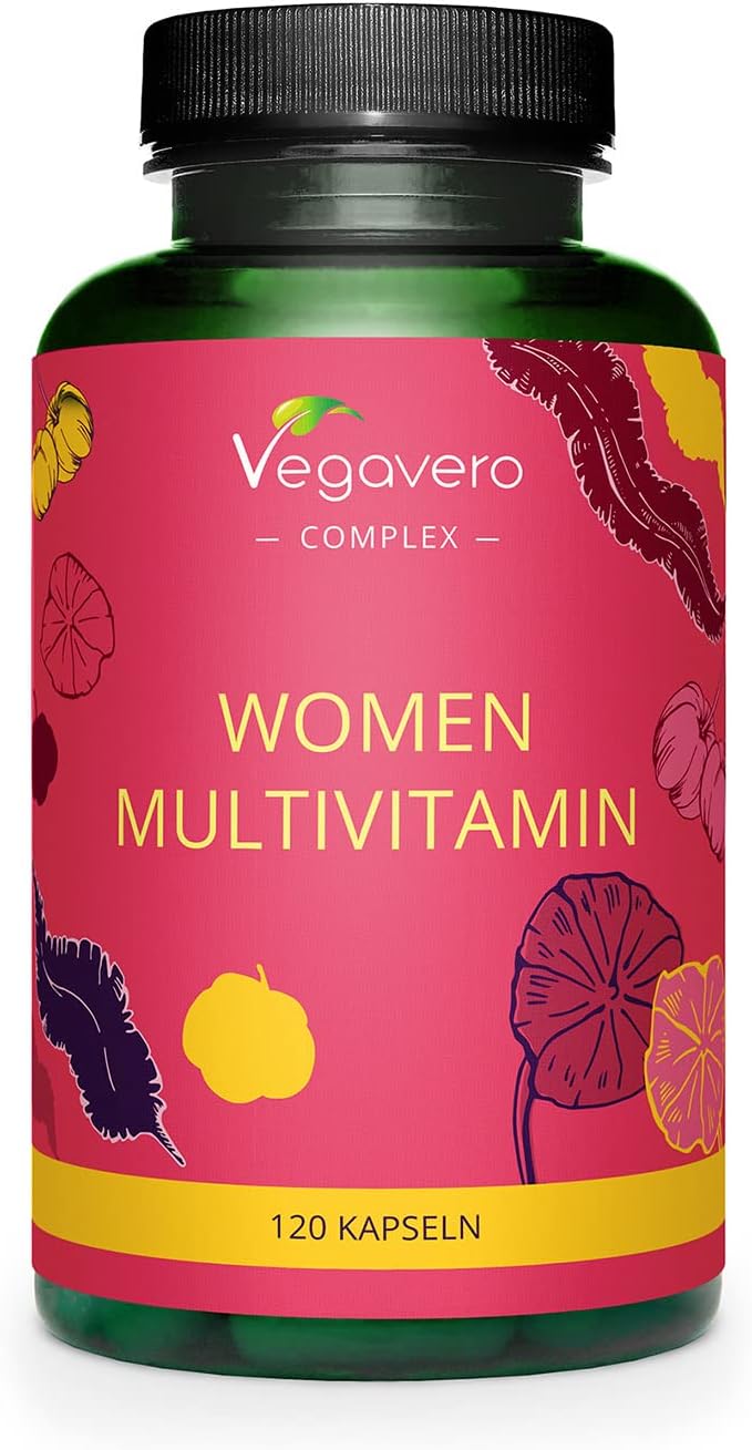 Vegavero Women Multivitamin | 120 Kapseln | Mit Gotu Kola und Löwenzahn | Hochwertige Rohstoffe | Ohne Zusätze | Für vegane Ernährung