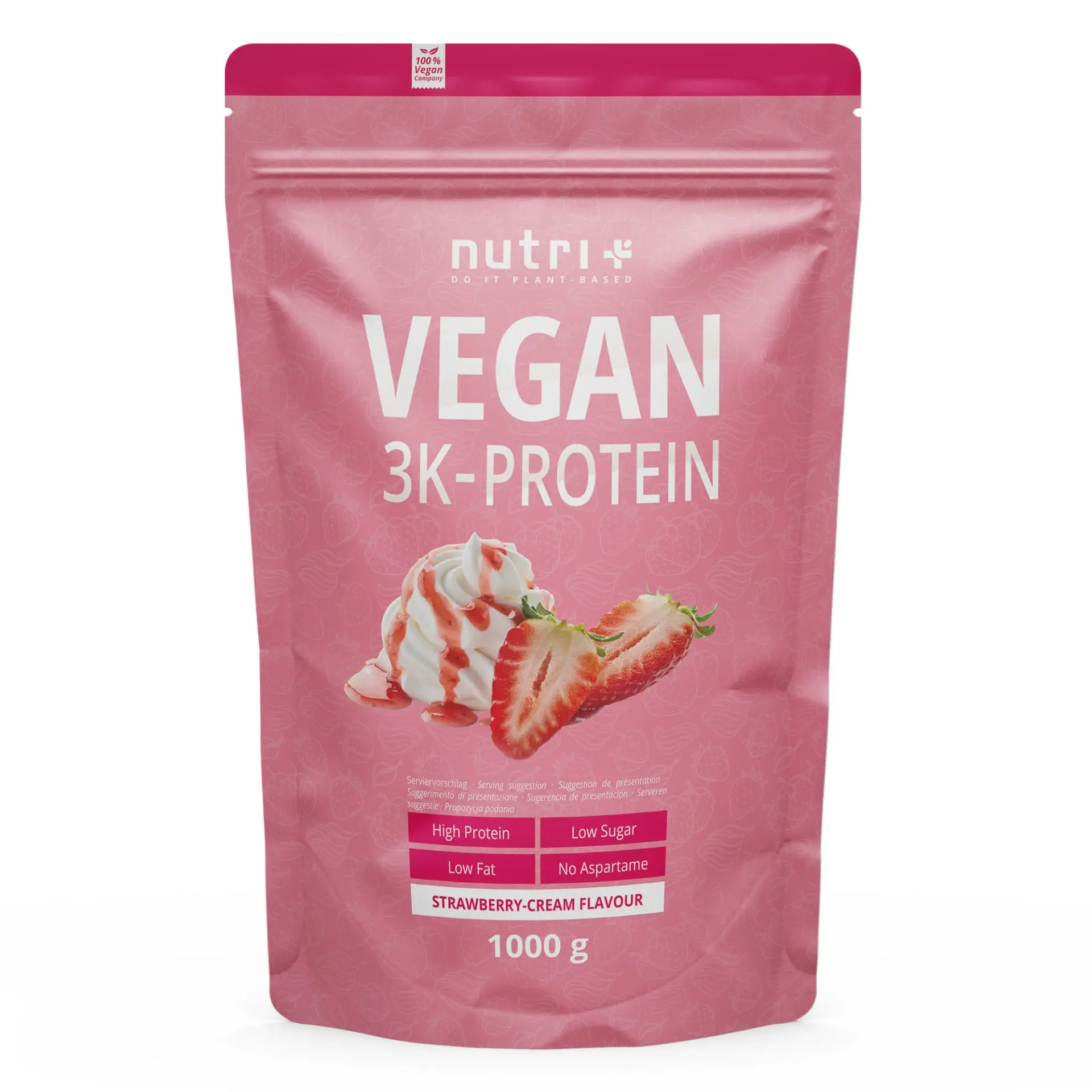 nutri+ 3K Proteinpulver Vegan | 1000 g | vegan | hoher Eiweißgehalt | mit 3 pflanzlichen Proteinen | cremige Konsistenz