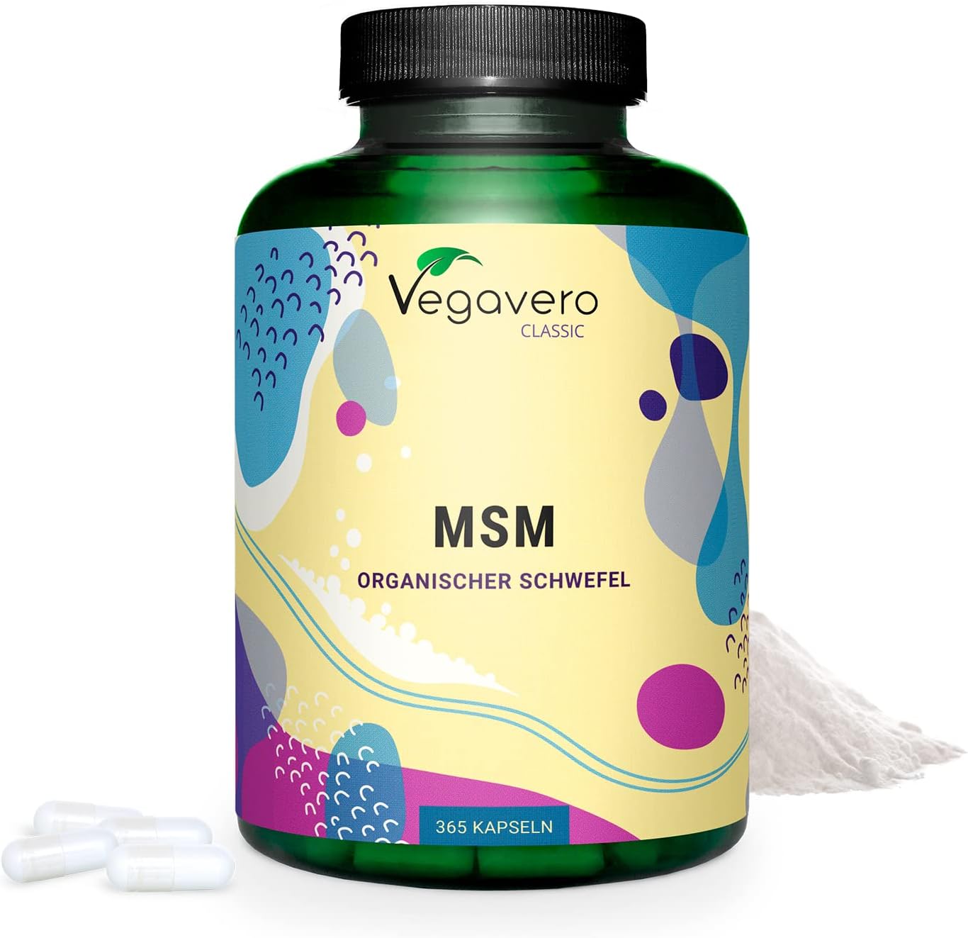 Vegavero MSM Kapseln | 365 Kapseln | 99,9% reines MSM | Vegan