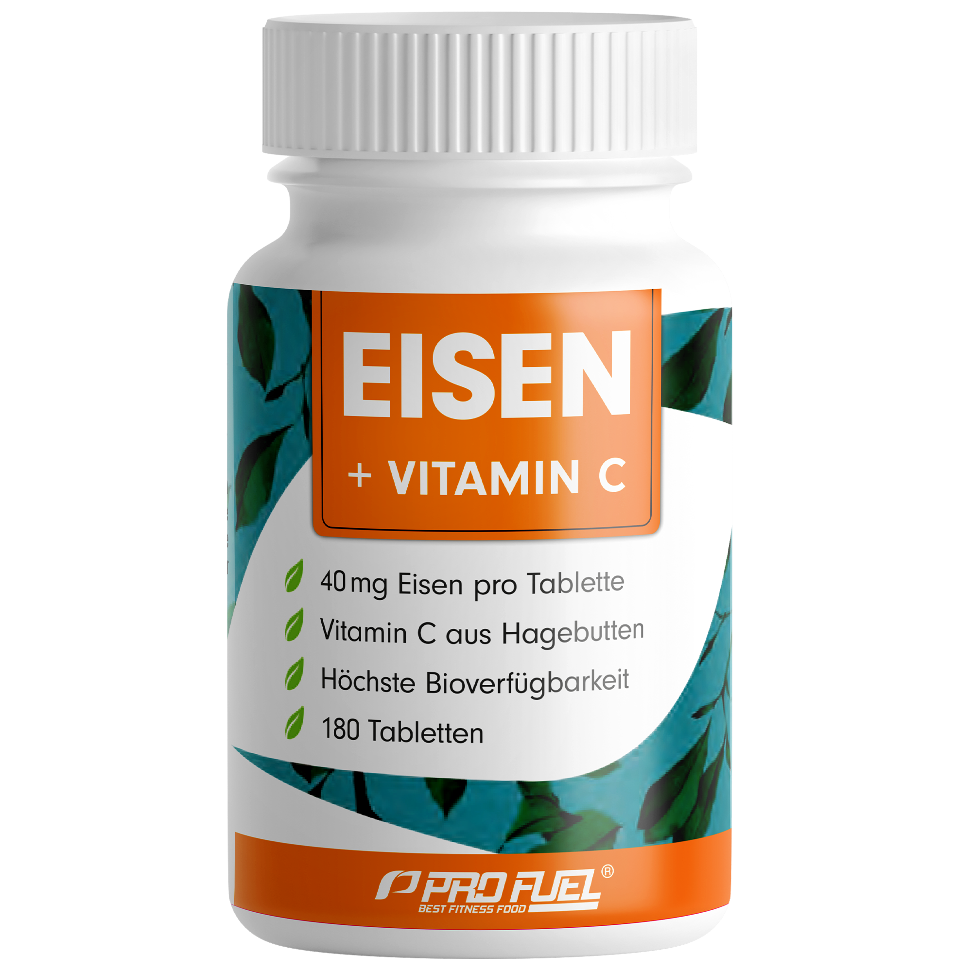 ProFuel Eisen + Vitamin C | 180 Tabletten | aus Hagebutten | vegan