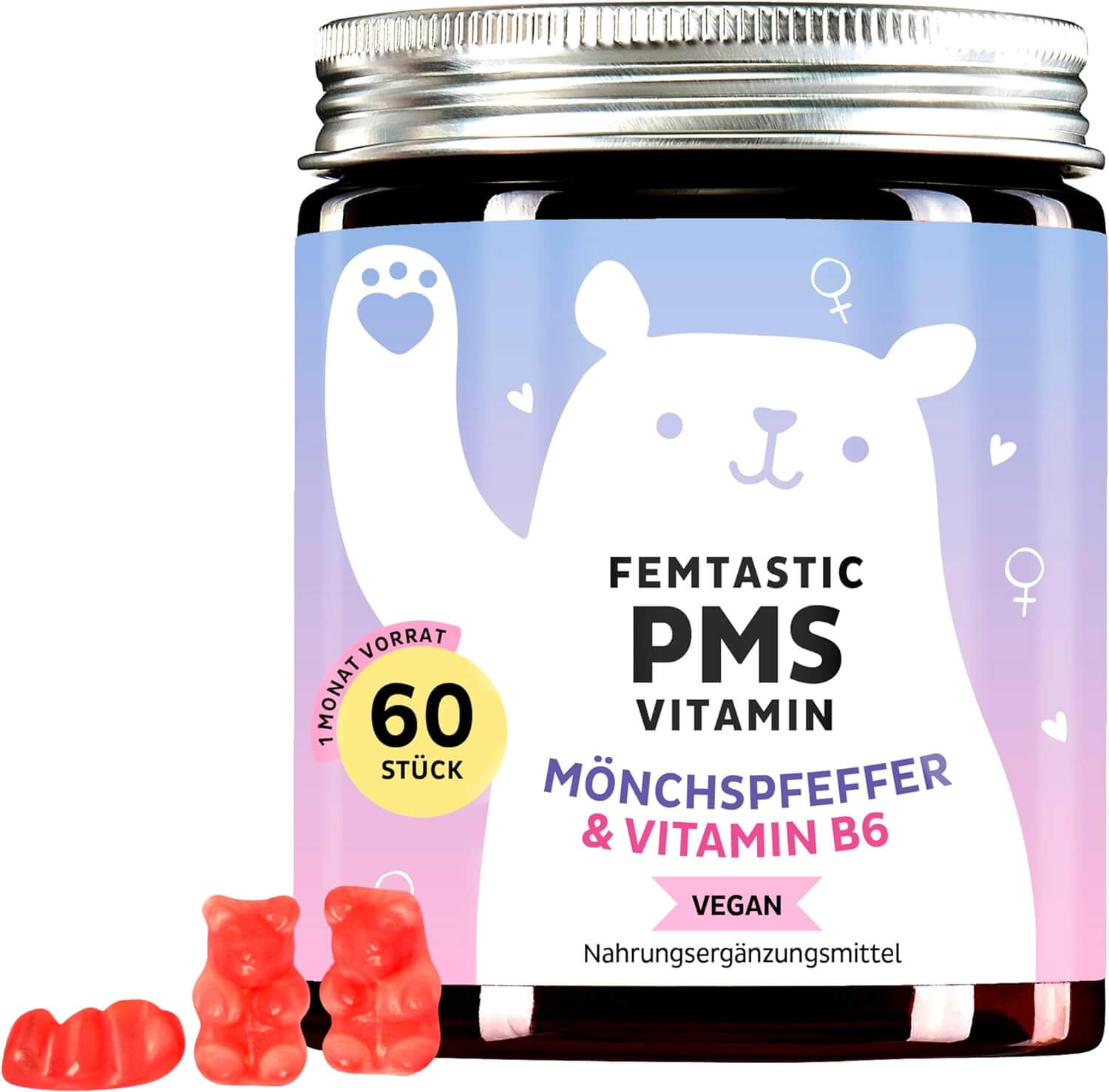 Bears with Benefits Femtastic PMS | 60 Stück | mit Mönchspfeffer | zur Regulierung der Hormontätigkeit
