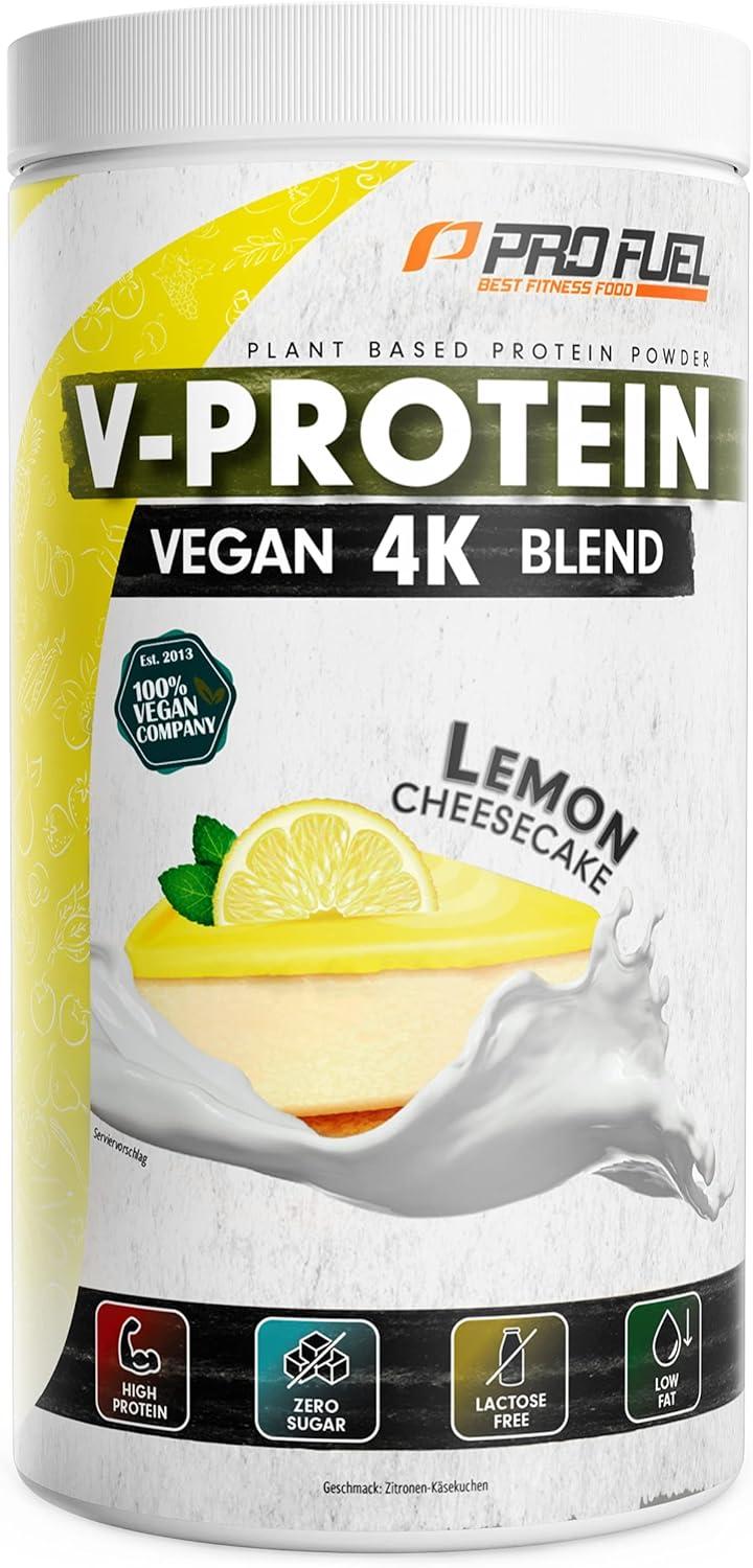 ProFuel V-PROTEIN 4K Blend | 12 Geschmacksrichtungen | Veganes Proteinpulver aus 4 pflanzlichen Proteinen | Hoher Proteingehalt | Cremig & lecker | Made in Germany