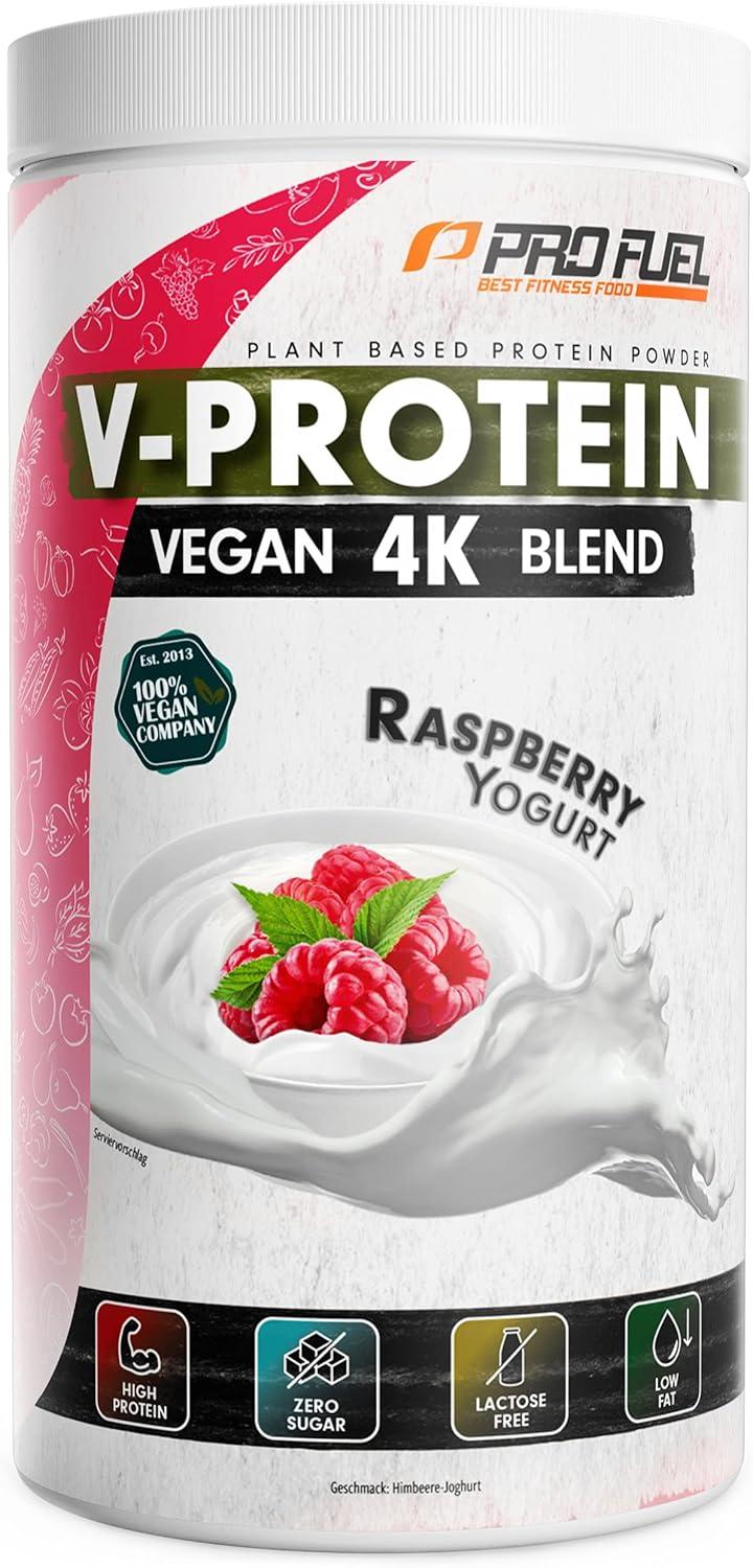 ProFuel V-PROTEIN 4K Blend | 12 Geschmacksrichtungen | Veganes Proteinpulver aus 4 pflanzlichen Proteinen | Hoher Proteingehalt | Cremig & lecker | Made in Germany