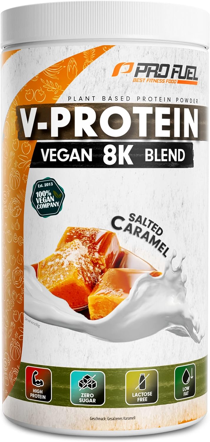 ProFuel V-PROTEIN 8K Blend | 9 Geschmacksrichtungen | Veganes Proteinpulver aus 8 pflanzlichen Proteinen | Hoher Proteingehalt | Cremig & lecker | Made in Germany