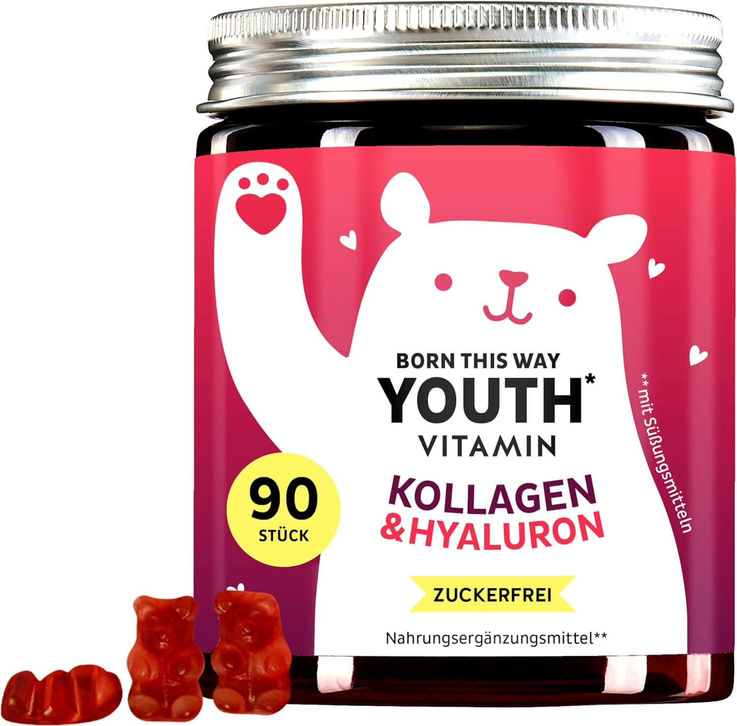 Bears with Benefits Born This Way | Kollagen Hyaluron & Q10 | 90 Stück