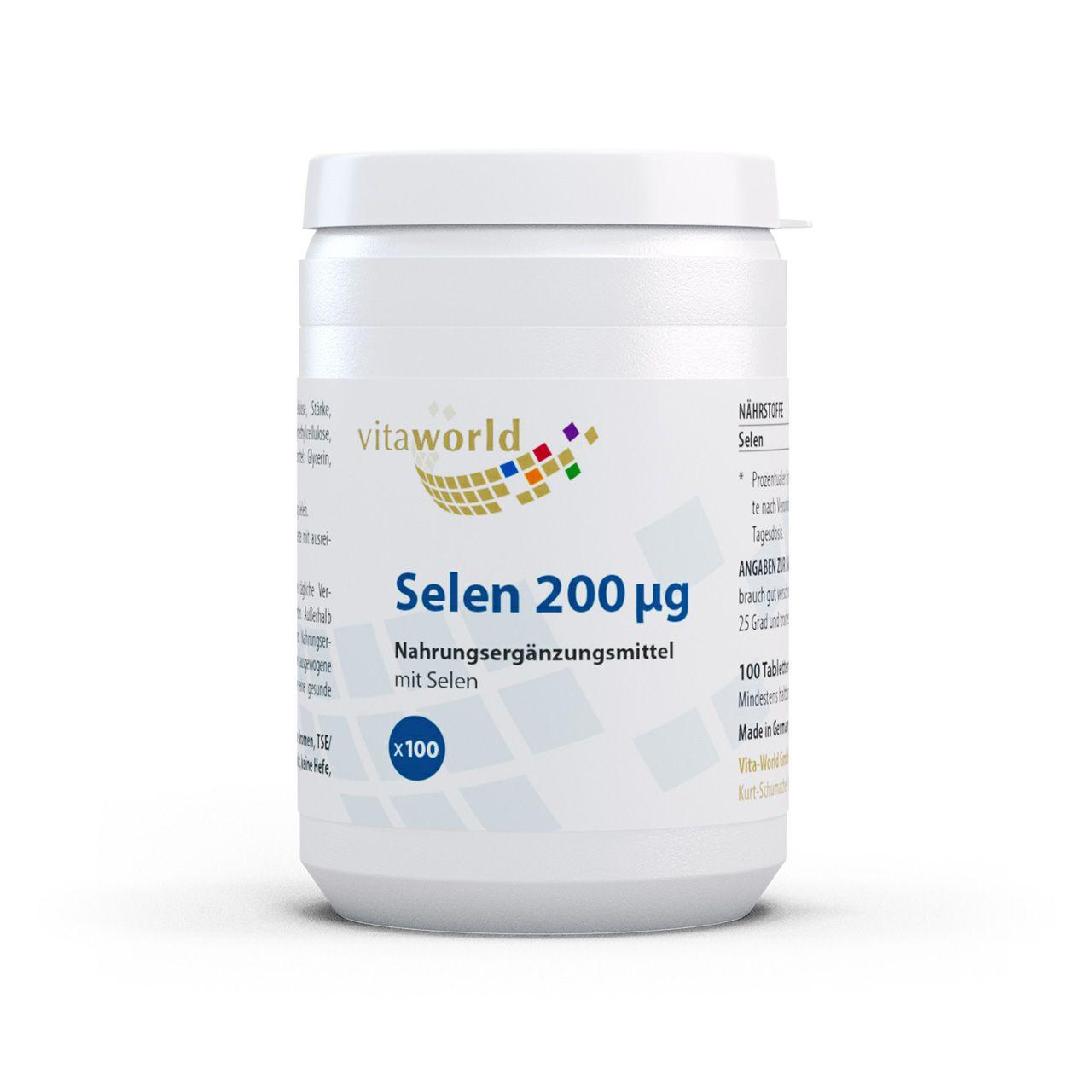 Vitaworld Selen 200 µg | 100 Tabletten | Essenzielles Spurenelement | Zellschutz & Immunsystem | Schutz vor oxidativem Stress | Vegan