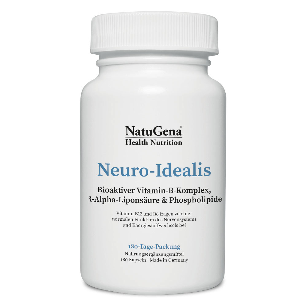 NatuGena Neuro-Idealis | 180 Kapseln | Hochdosierte B-Vitamine mit R-Alpha-Liponsäure | Für ein gesundes Nervensystem