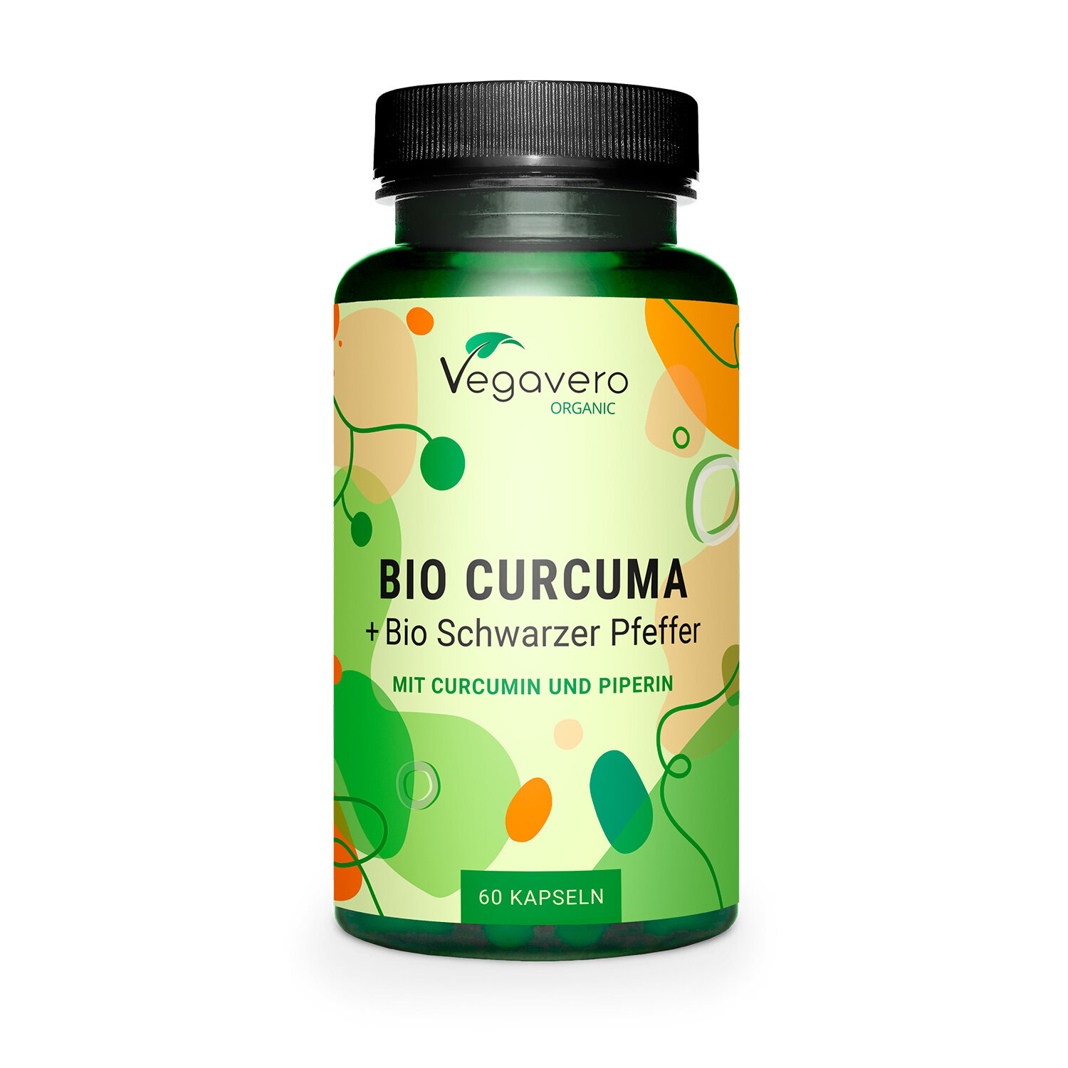 Vegavero Bio Curcuma + Bio Schwarzer Pfeffer | 60 Kapseln | Verbesserte Aufnahme | Hochdosiert & Vegan
