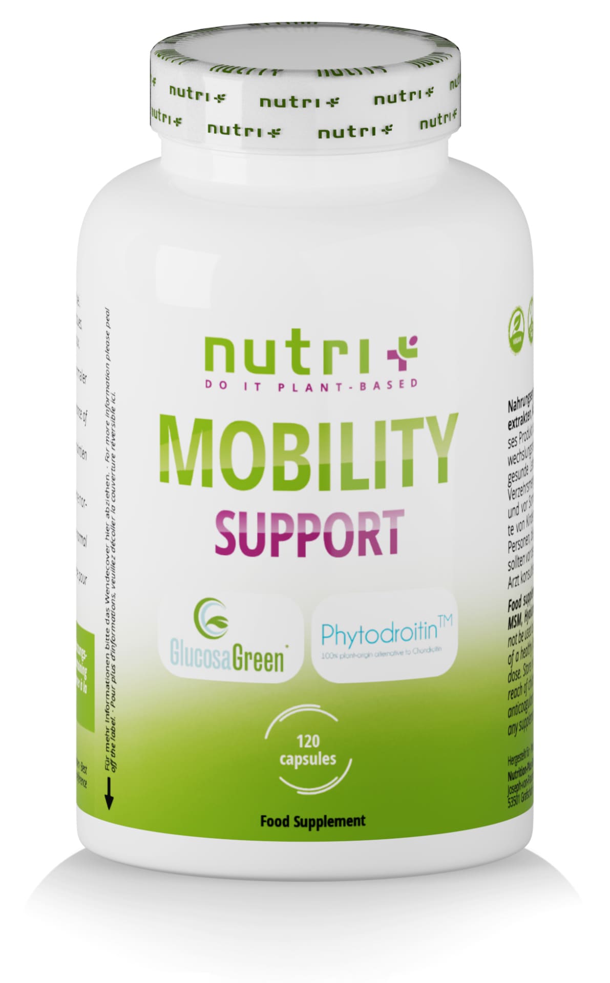 nutri+ Mobility Support | 120 Kapseln | Vegane Gelenkpflege mit Glucosamin & Chondroitin | Für Knochen & Knorpel