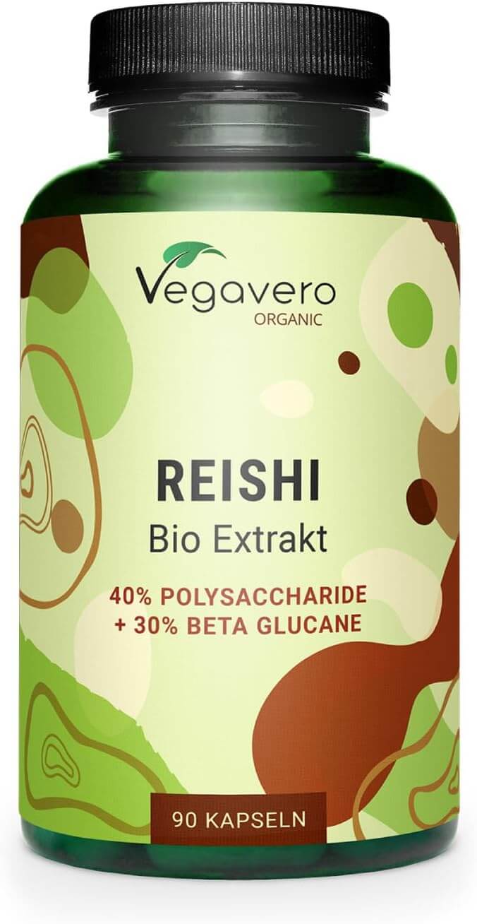 Vegavero Reishi BIO | 90 Kapseln | 600 mg | 40% Polysaccharide | 30% Beta-Glucane | Vegan