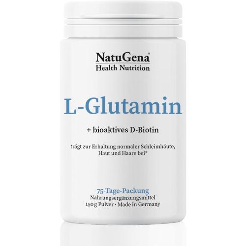 NatuGena L-Glutamin | 150g Pulver | mit bioaktivem Biotin