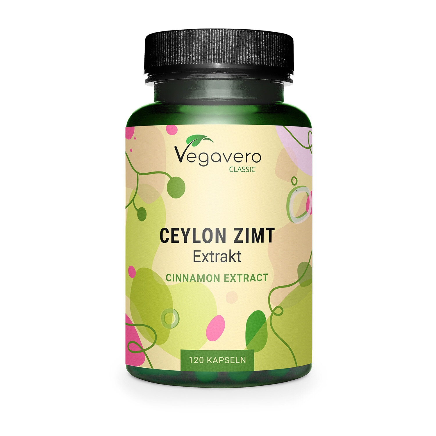 Vegavero Ceylon Zimt Extrakt | 120 Kapseln | Hochdosiert & Rein | Geringer Cumarin-Gehalt | Vegan