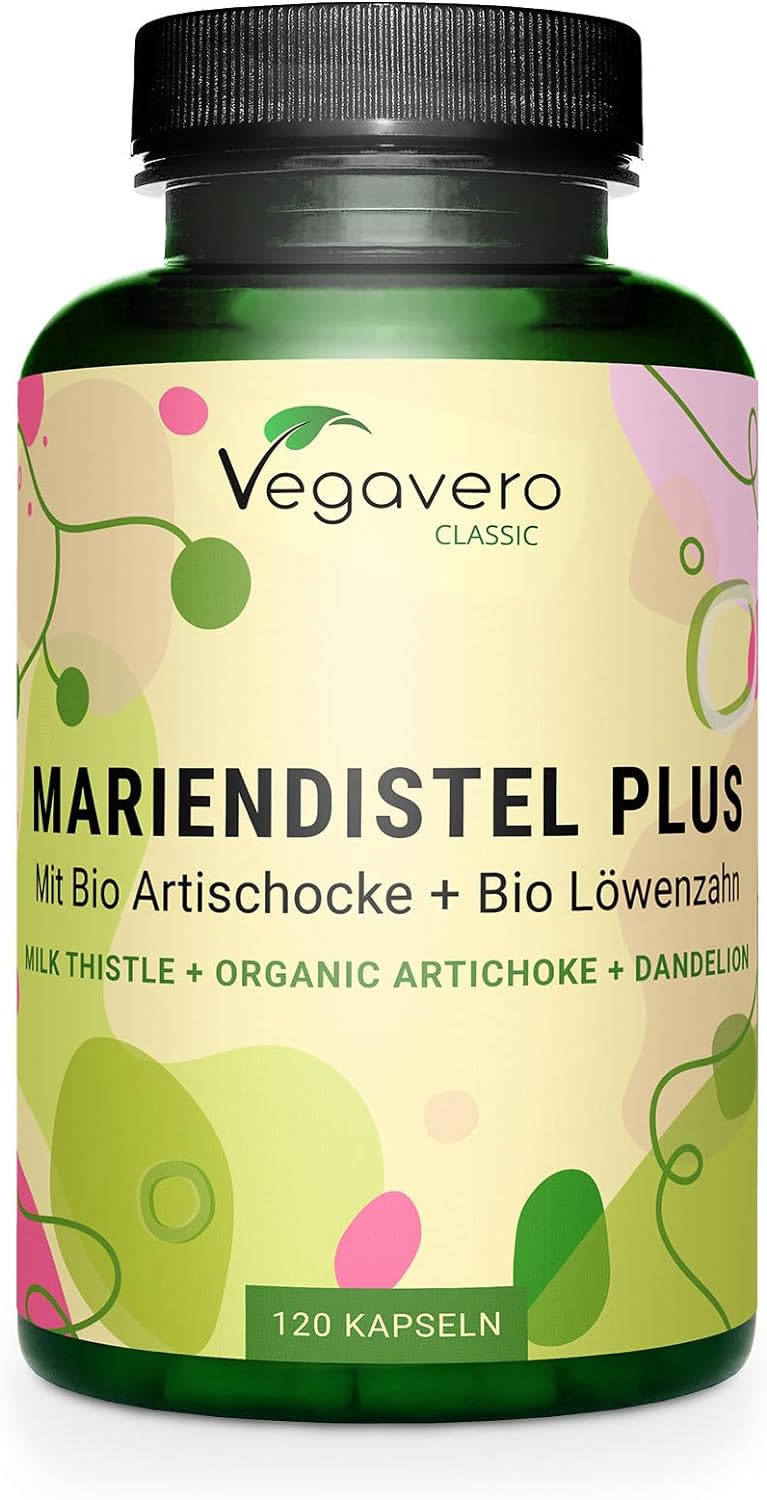 Vegavero Mariendistel Plus | 120 Kapseln | BIO Artischocke + BIO Löwenzahn | 80% Silymarin | Unterstützt Leberfunktion | Hochdosiert  | Vegan