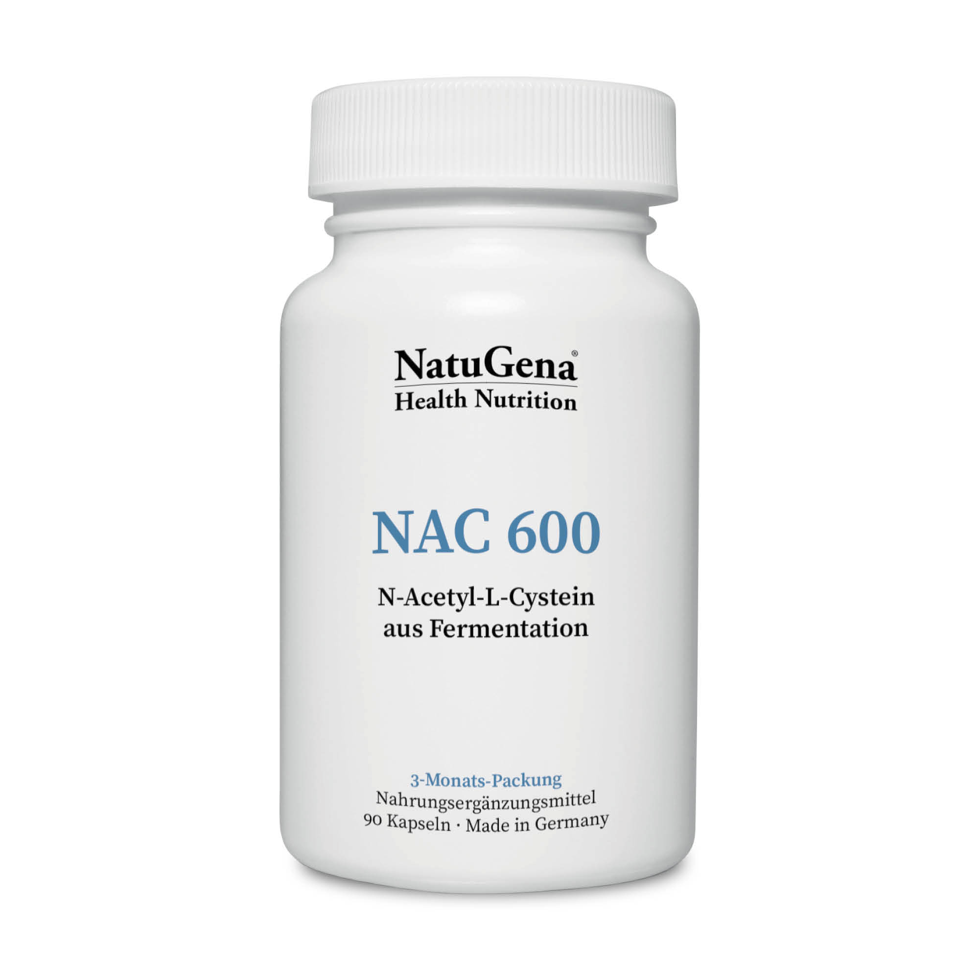 NatuGena NAC 600 | 90 Kapseln | Hochwertiges N-Acetyl-L-Cystein, Vegan und Oxidationsresistent