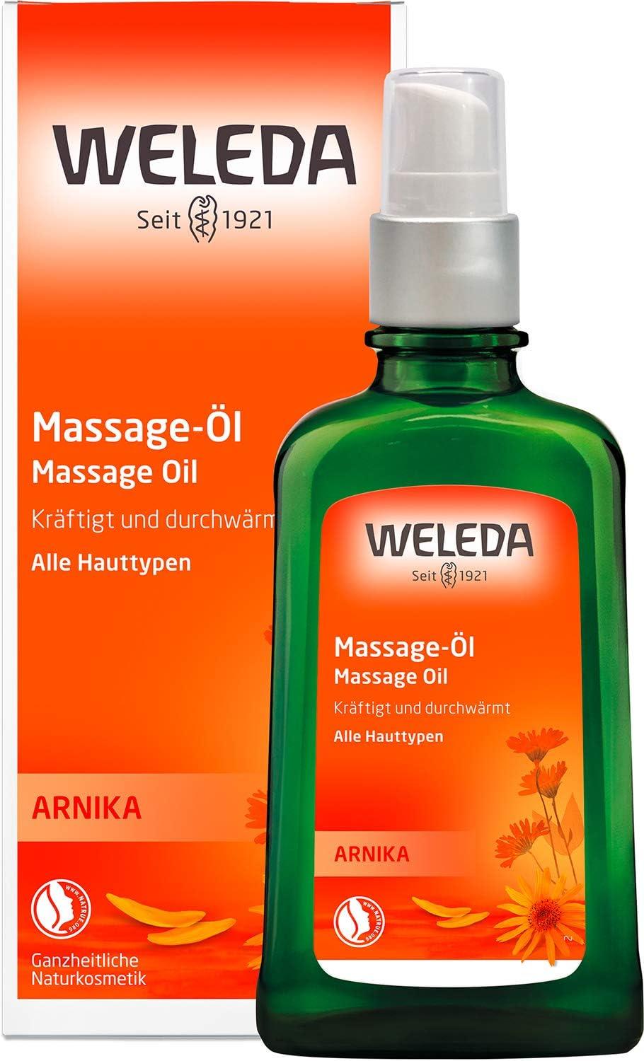 Weleda Arnika Massage-Öl | 100 ml | Kräftigt und durchwärmt | Beugt Verspannungen vor | Ideal vor und nach dem Sport | Mit Arnika und Birkenblättern | Vegan