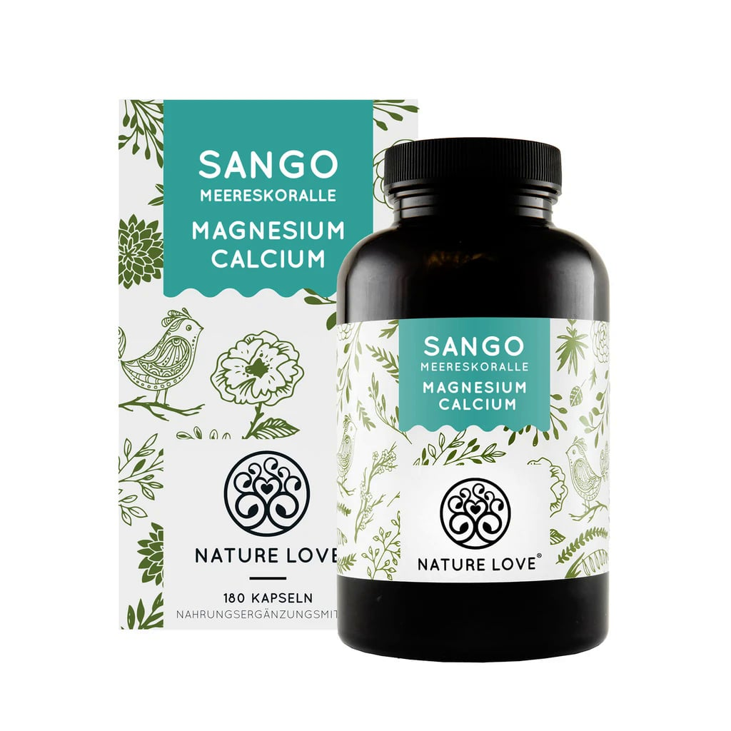 Nature Love® Sango Meereskoralle | 180 Kapseln | natürliche Quelle für Calcium (20%) und Magnesium (10%) im körpereigenen Verhältnis von 2:1