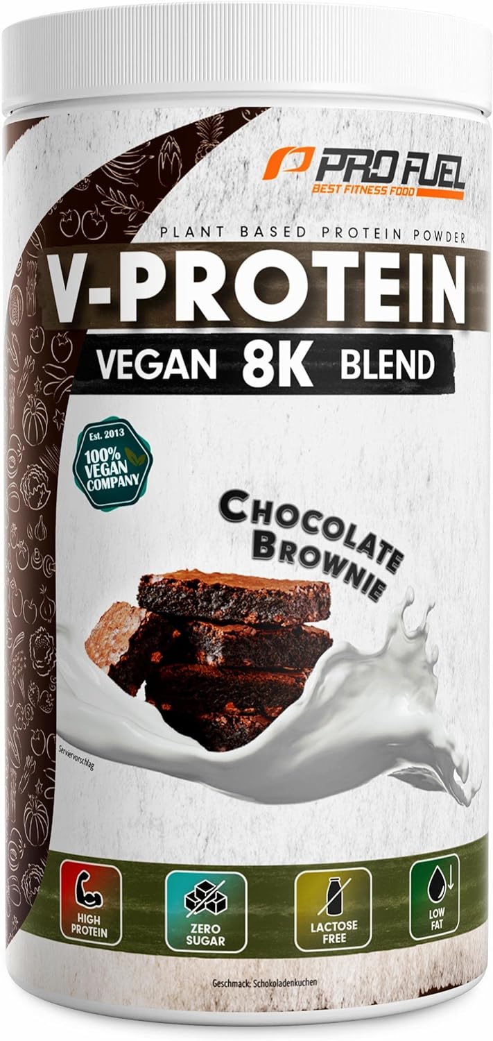 ProFuel V-PROTEIN 8K Blend | 9 Geschmacksrichtungen | Veganes Proteinpulver aus 8 pflanzlichen Proteinen | Hoher Proteingehalt | Cremig & lecker | Made in Germany