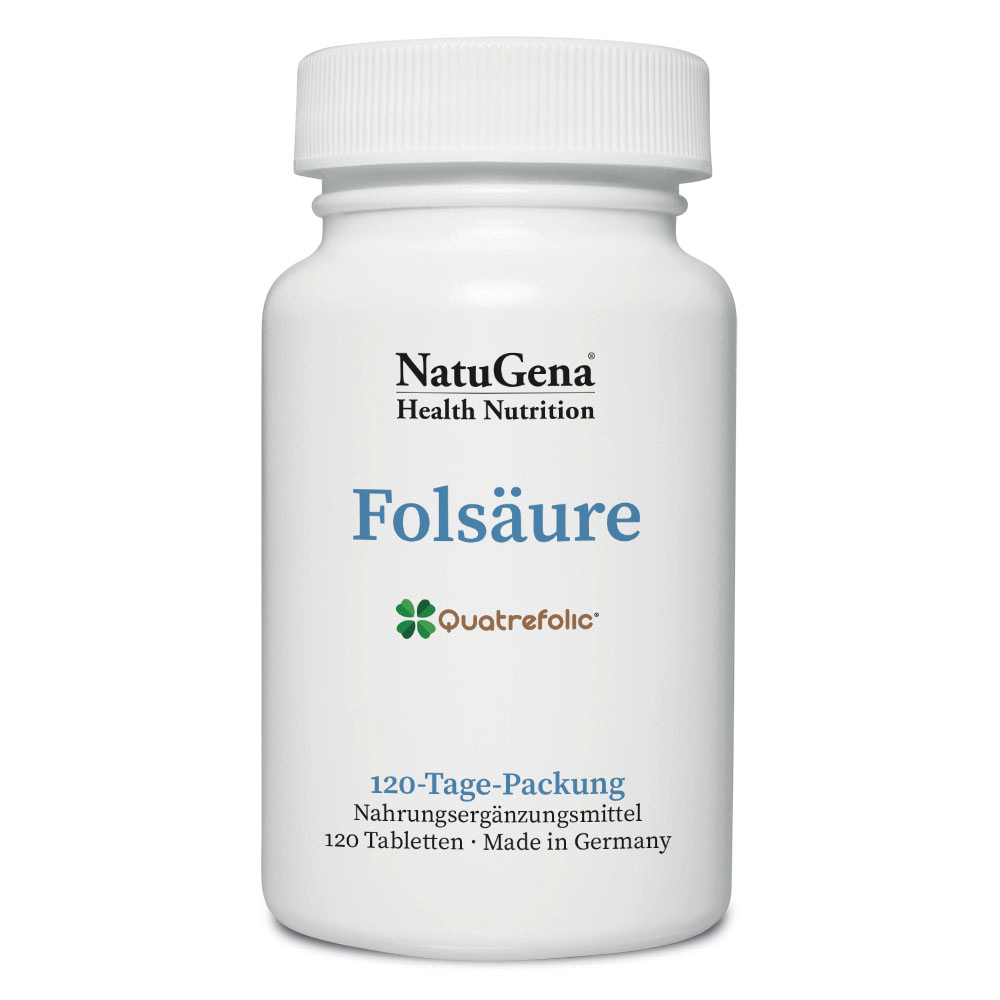 NatuGena Folsäure | 120 Tabletten | Hochbioverfügbar mit Quatrefolic®-Rezeptur