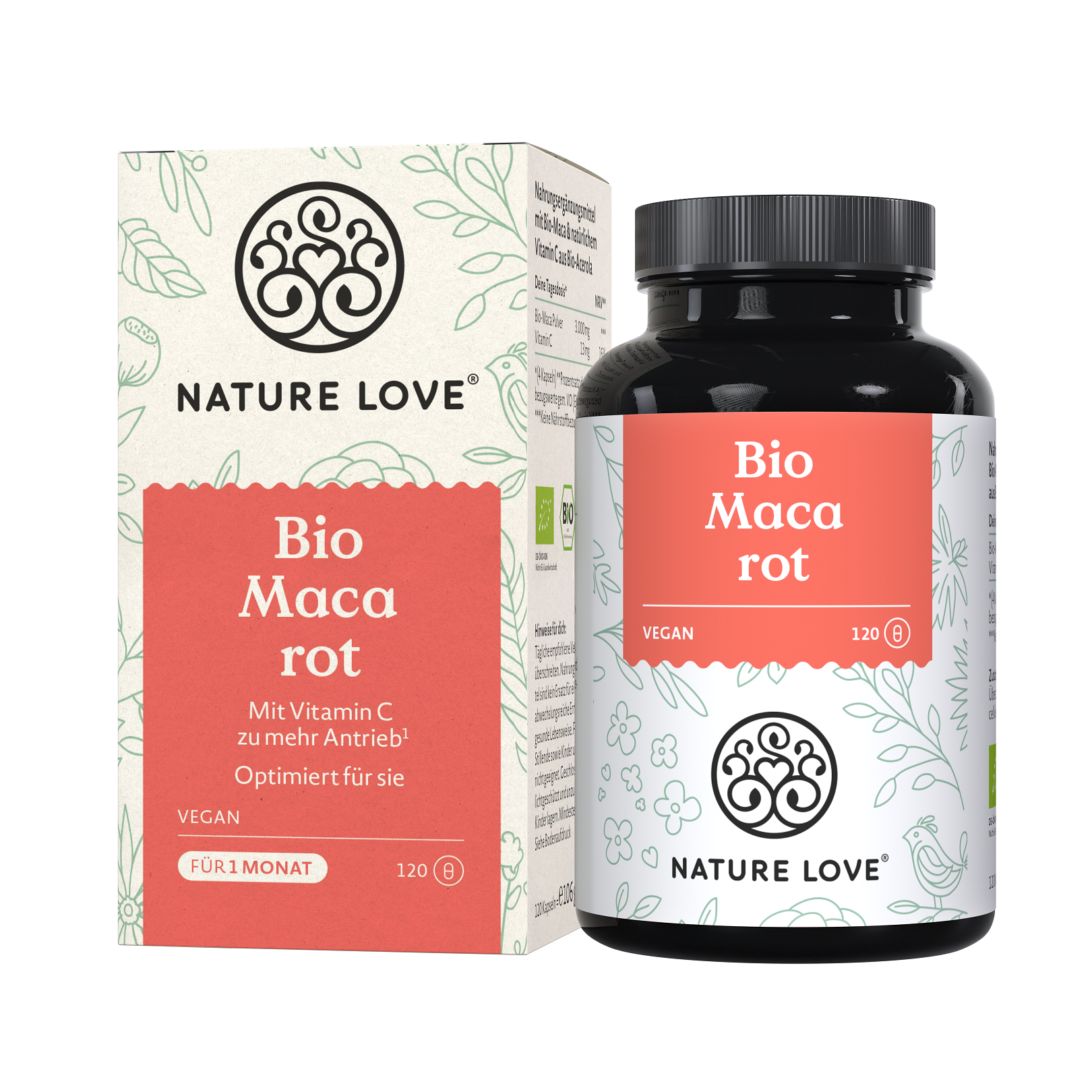 Nature Love Bio Maca rot | 120 Kapseln | vegan