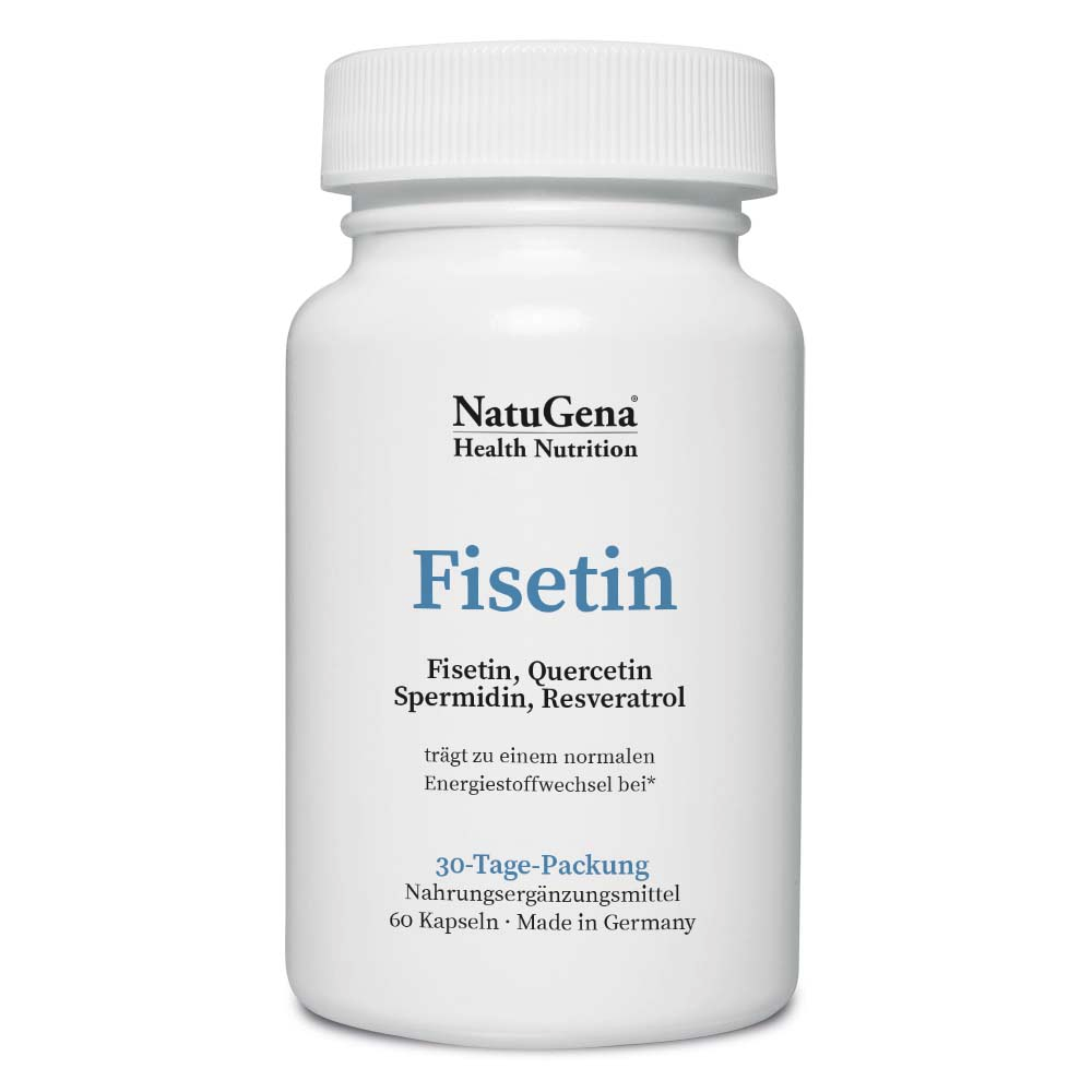 NatuGena Fisetin | 60 Kapseln | Hochwertige Mischung aus Polyphenolen, Quercetin, Spermidin, Resveratrol, Grünem Tee