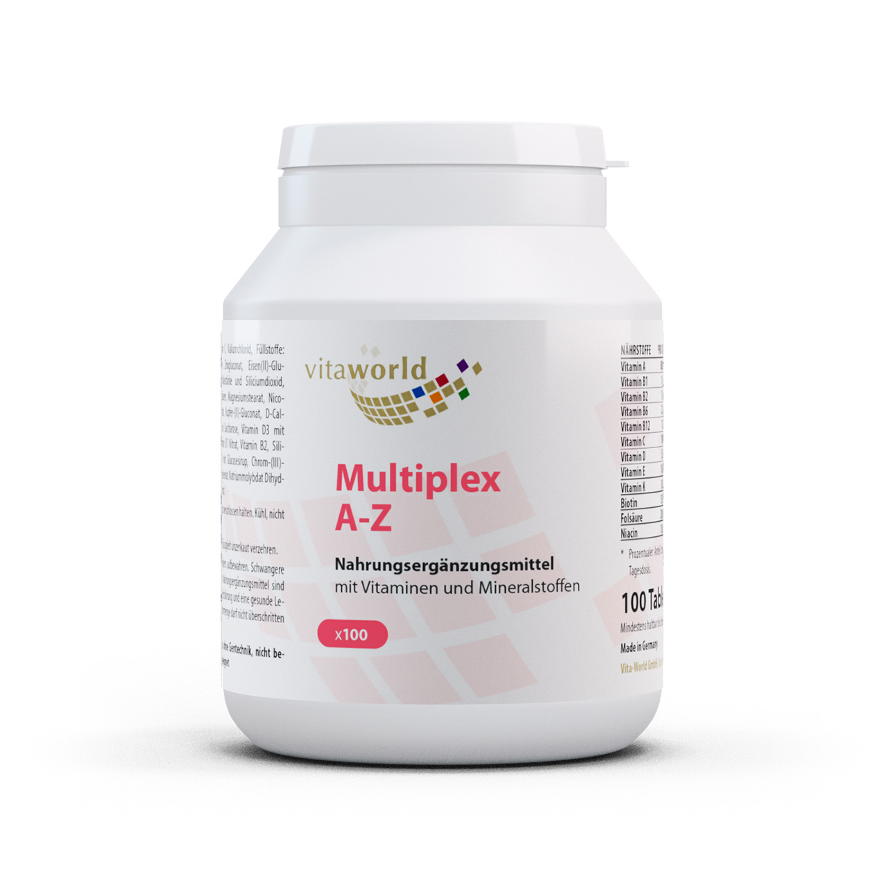 Vitaworld Multiplex A-Z Multivitamin | 100 Tabletten | mit 24 Wirkstoffen
