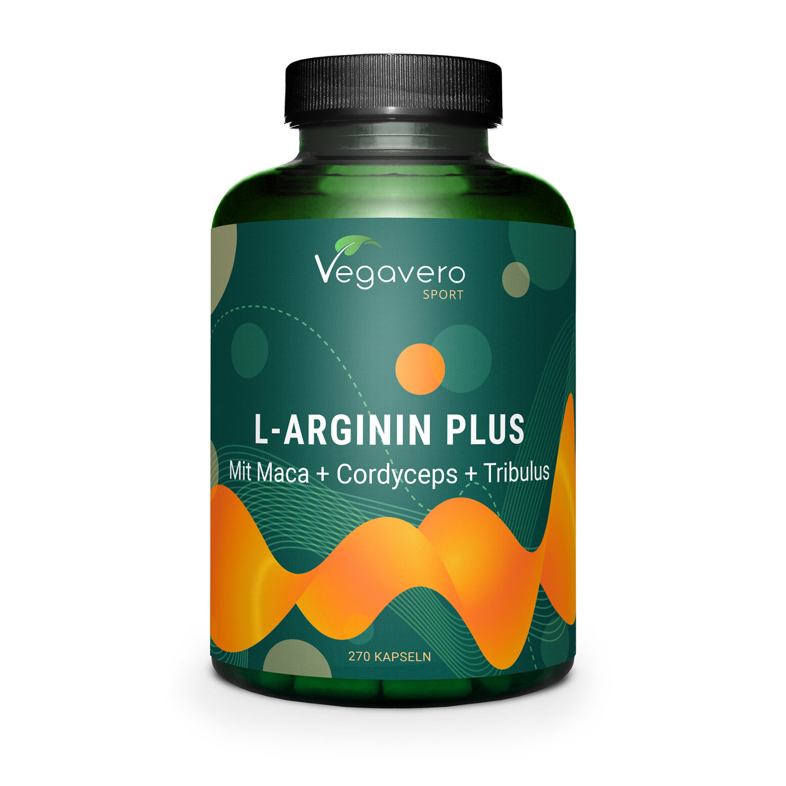 Vegavero L-Arginin Plus | 180 Kapseln | mit Maca, Cordyceps und Tribulus | vegan