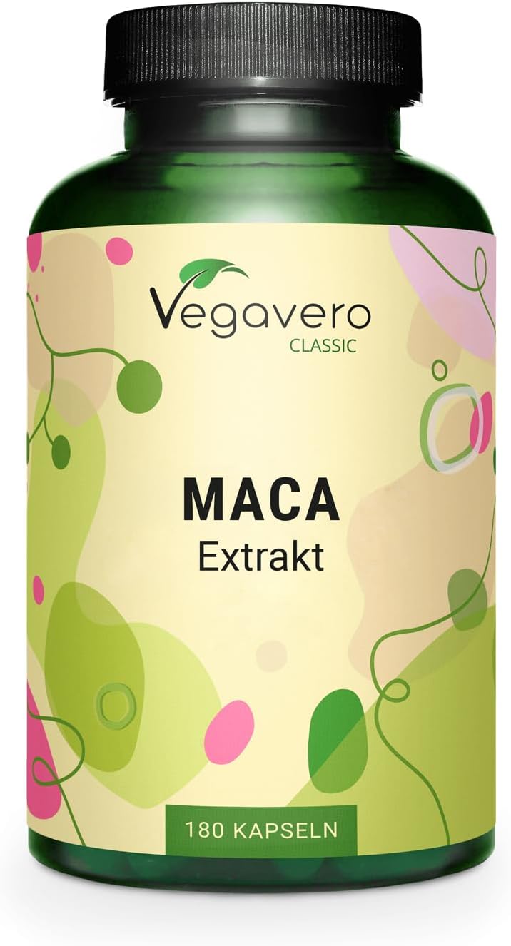 Vegavero Maca Extrakt | 180 Kapseln | Hochwertiger Maca-Wurzelextrakt aus Peru | Vegan | Natürliche Energie | Ohne Zusatzstoffe