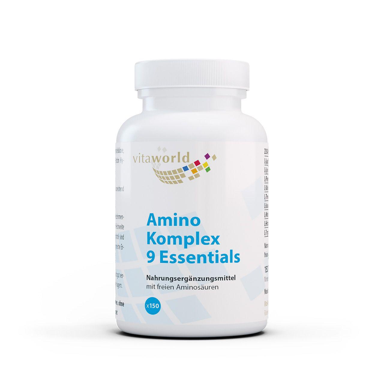 Vitaworld Amino Komplex 9 Essentials | 150 Tabletten | Vegane Aminosäuren | Unterstützt Muskelaufbau | Ohne Zusätze | Vegan