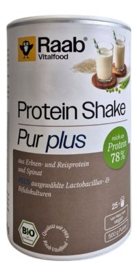 Raab Vitalfood Protein Shake Pur Plus  | 500g | Erbsen- und Reisprotein & Spinat + Lacto Bifido