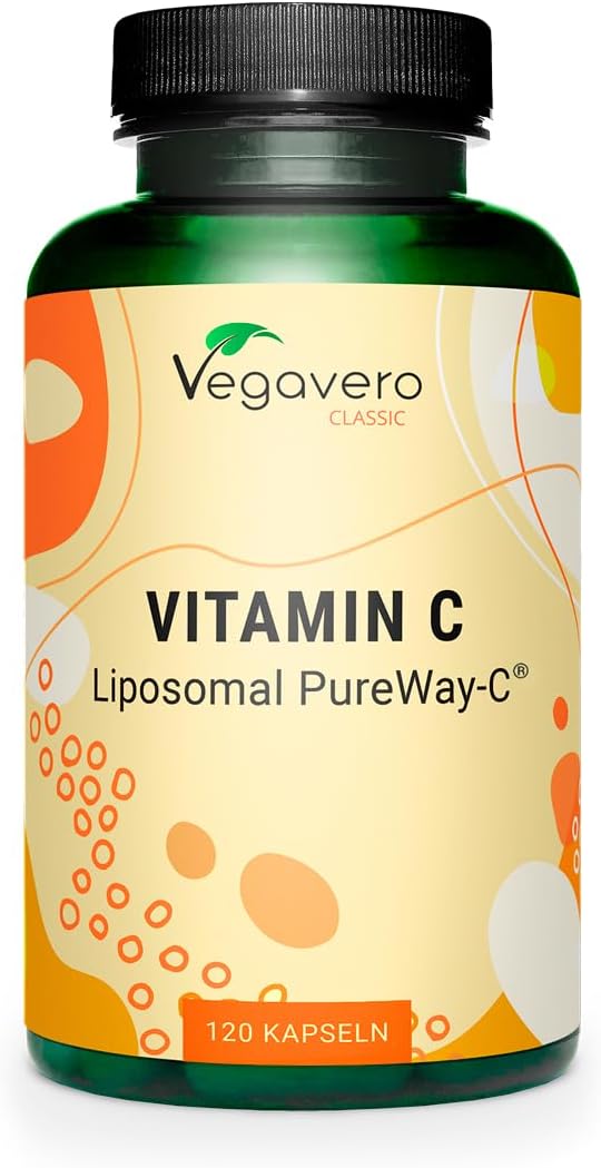 Vegavero Vitamin C liposomal | 120 Kapseln | PureWay-C | Vegan | Hoch bioverfügbar