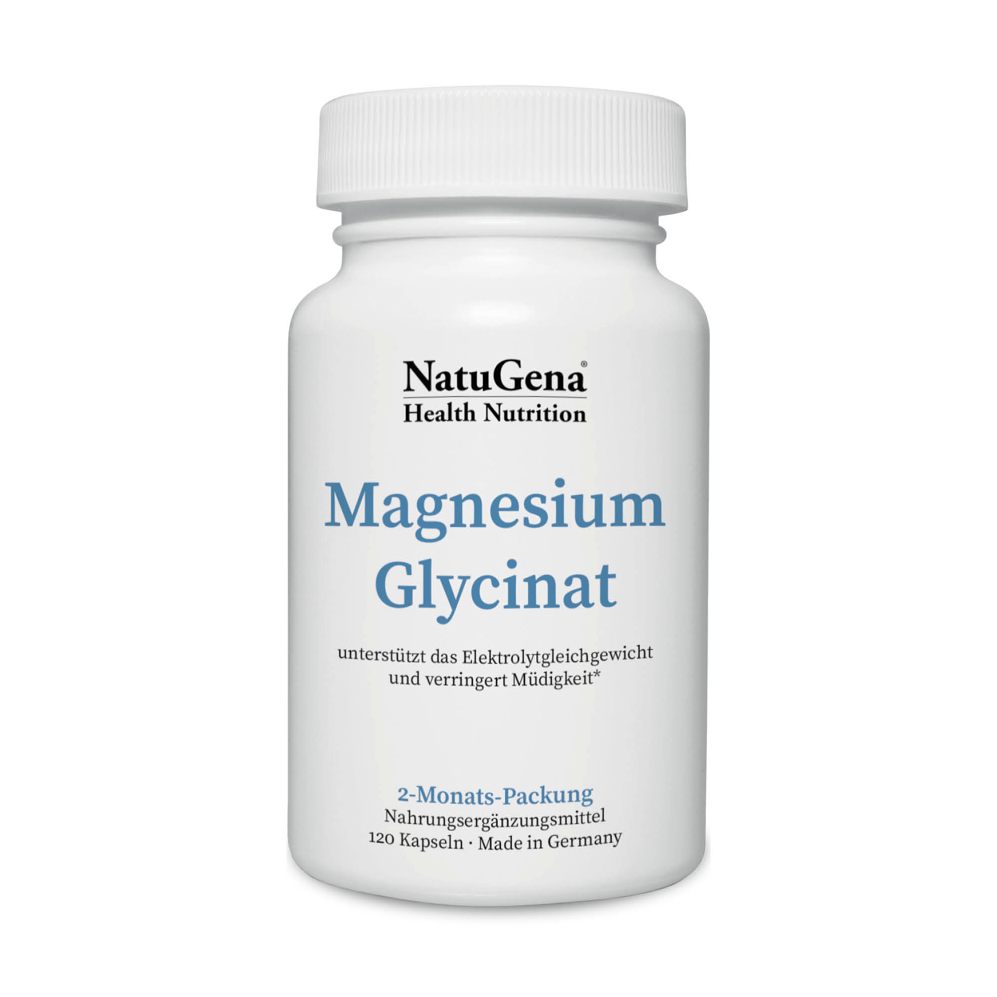 NatuGena Magnesium-Glycinat | 120 Kapseln | Hochwertiges Magnesiumbisglycinat für optimale Bioverfügbarkeit