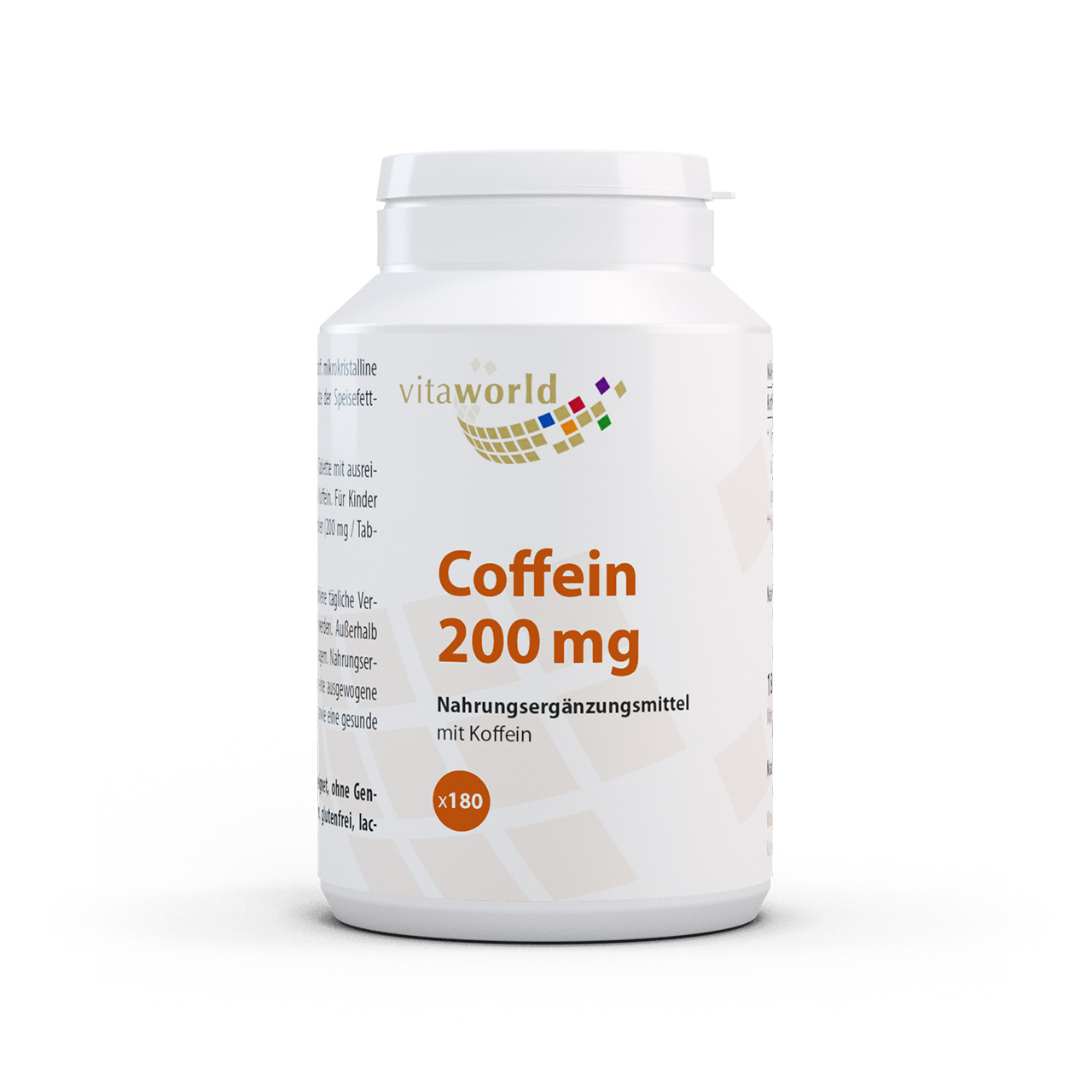 Vitaworld Coffein 200 mg | 180 Tabletten | vegan | gluten- und laktosefrei