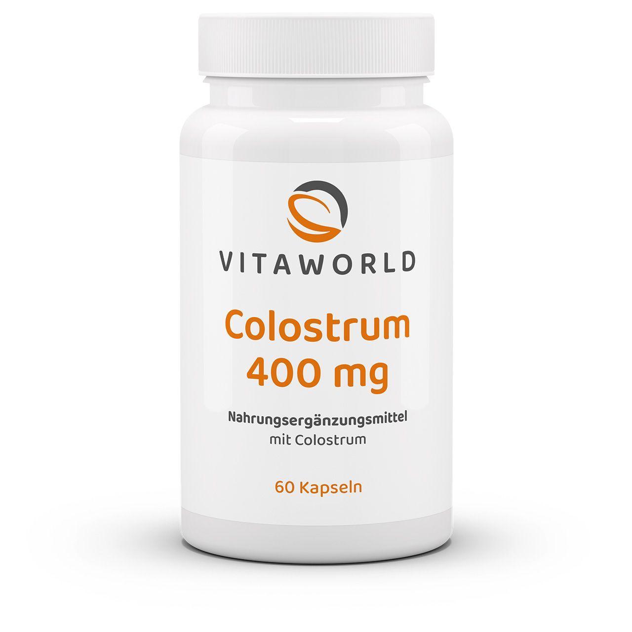 Vitaworld Colostrum 400 mg | 60 Kapseln | Mit 20 % Immunglobulin | Stärkt das Immunsystem | Erstmilch aus Kuhcolostrum