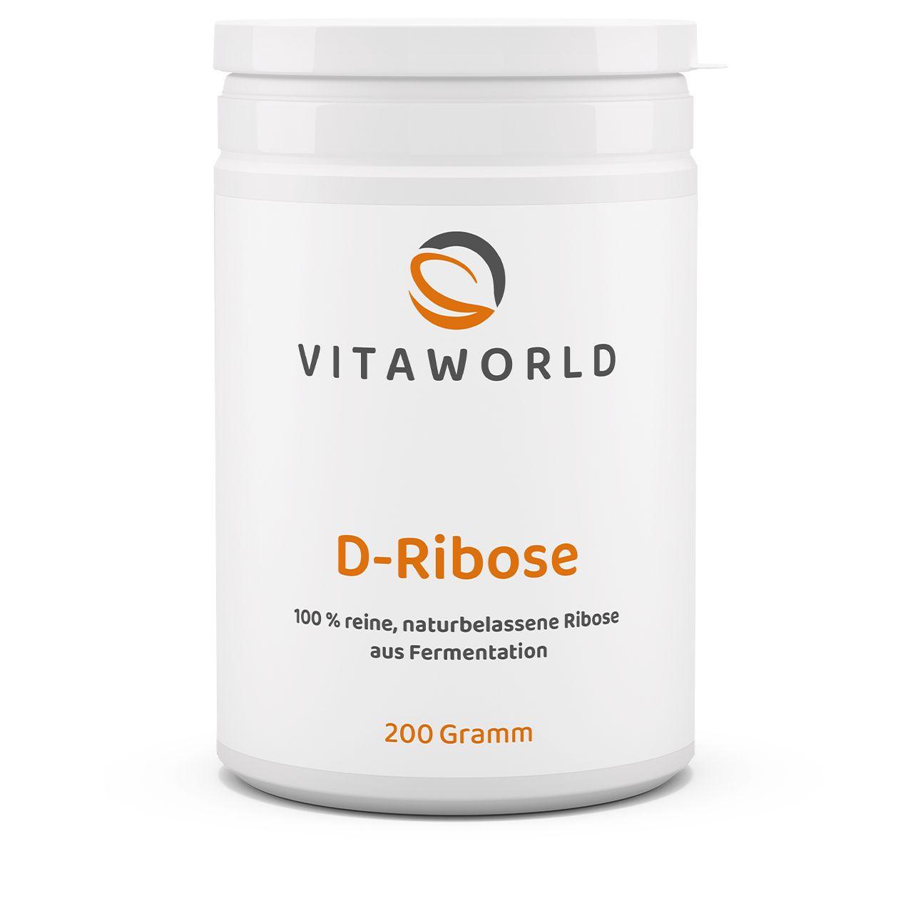 Vitaworld D-Ribose Pulver | 200 g | 100 % reine D-Ribose | Unterstützt Energiegewinnung | Naturbelassene Qualität | Vegan