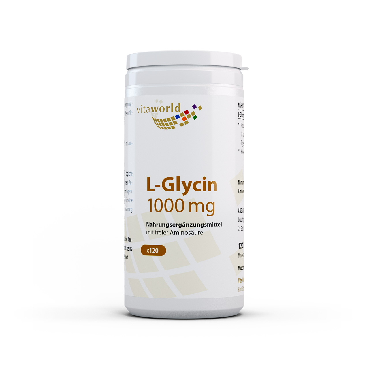 Vitaworld L-Glycin 1000 mg | 120 Kapseln | hochdosiert | vegan | gluten- und laktosefrei