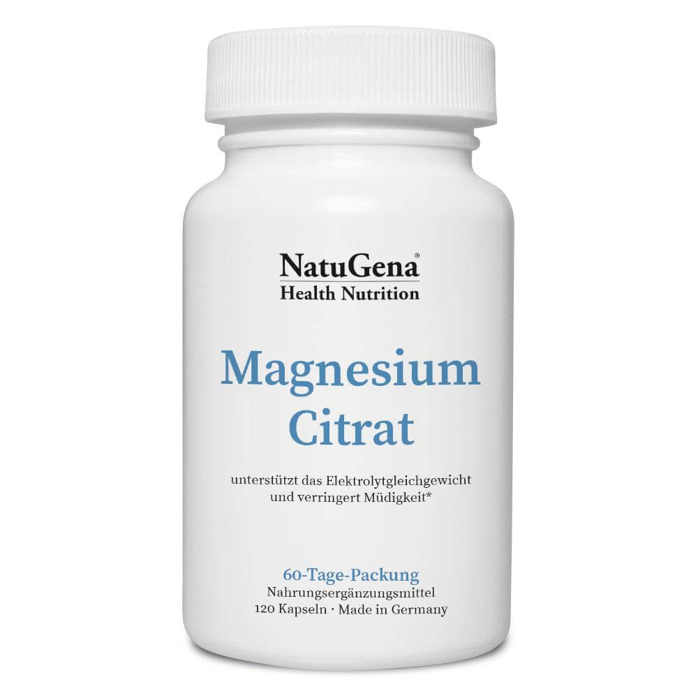NatuGena Magnesium Citrat | 120 Kapseln | Hohe Bioverfügbarkeit