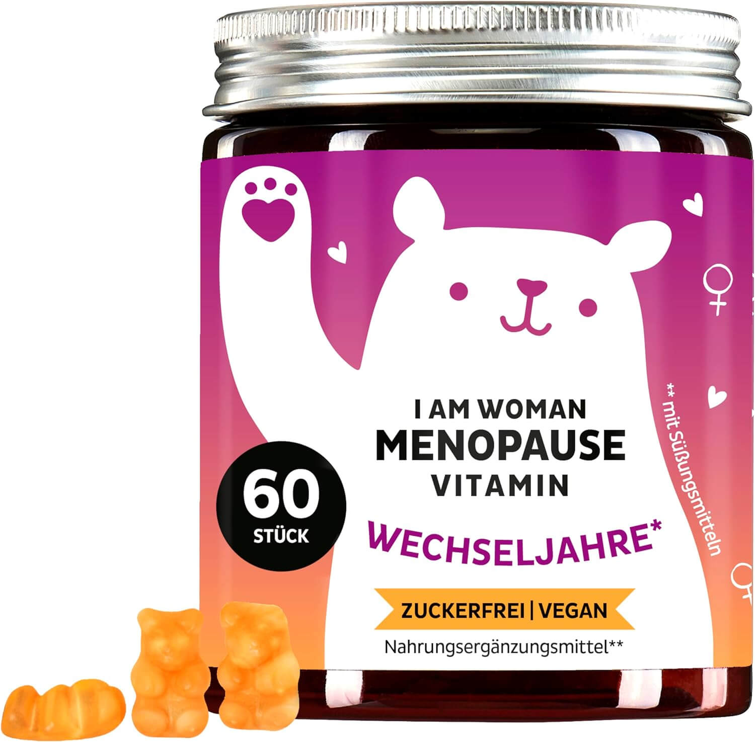 Bears with Benefits I am Woman Menopause Vitamin | 60 Stück | Komplex für die Wechseljahre | Vegan | Zuckerfrei